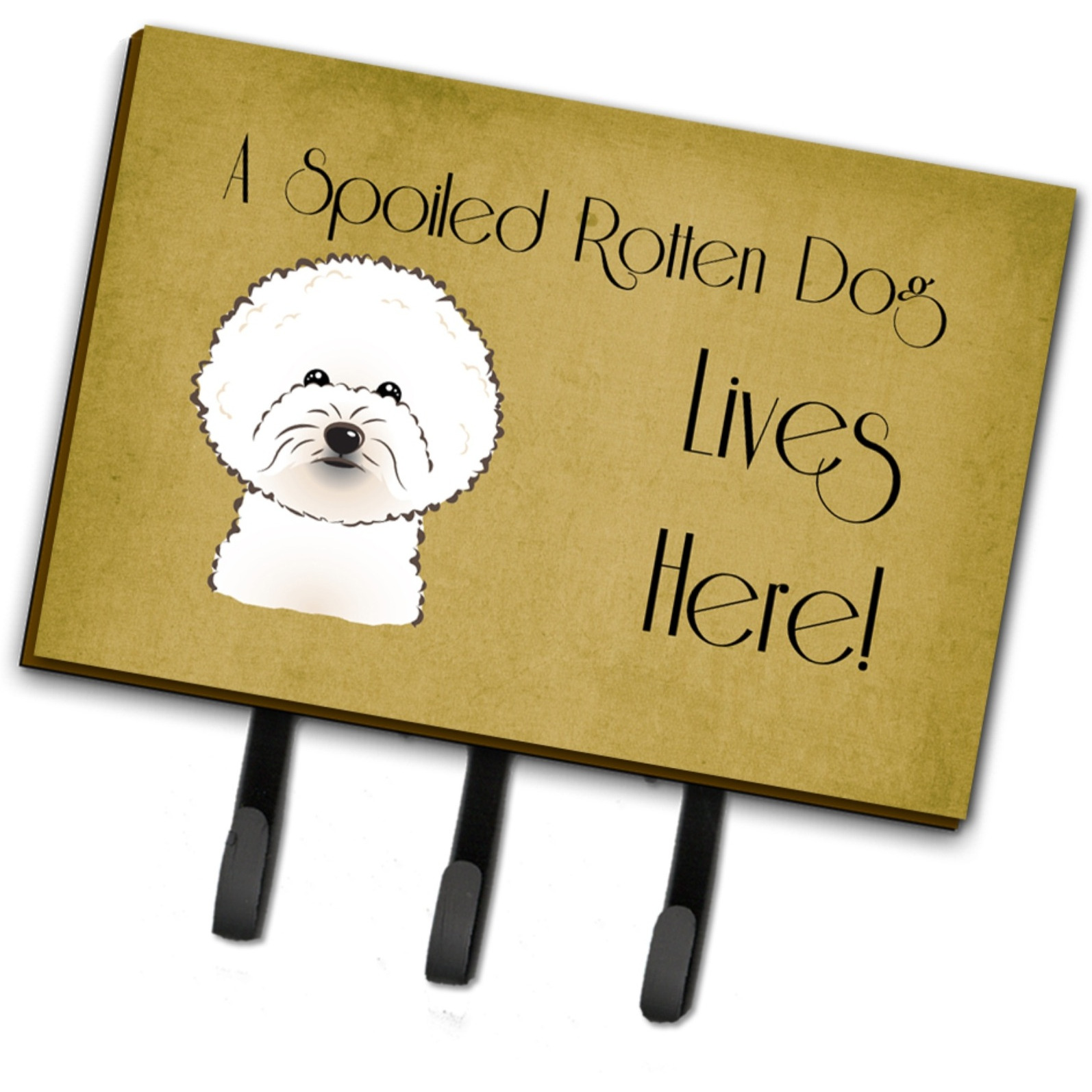 &quotCaroline's Treasures BB1465TH68 Bichon Frise Spoiled Dog Lives Here Leash or Key Holder, Large, Multicolor"