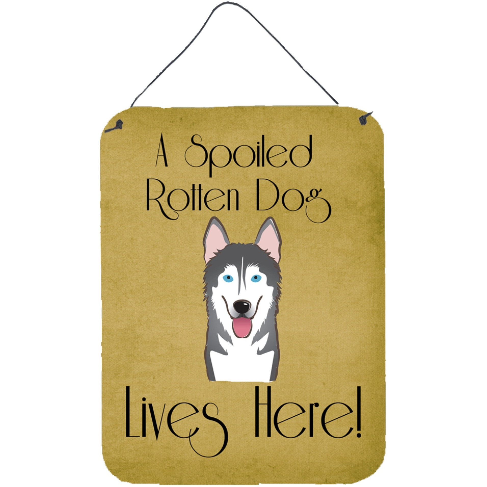 &quotCaroline's Treasures BB1466DS1216 Alaskan Malamute Spoiled Dog Lives Here Wall or Door Hanging Prints, 16 x 12"", Multicolor"