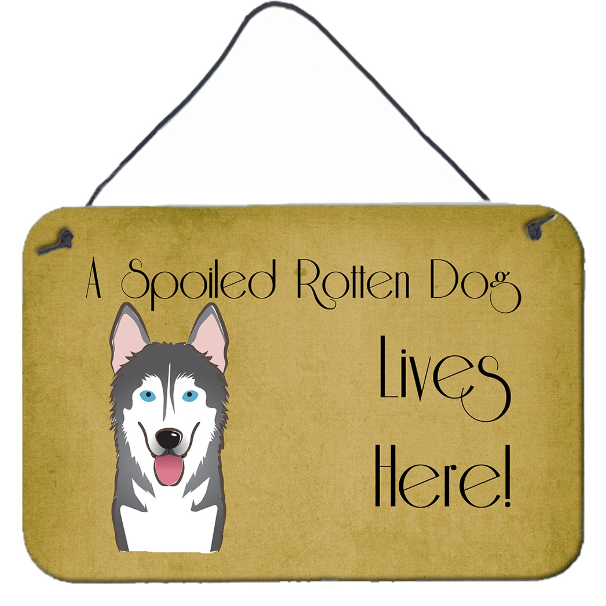 &quotCaroline's Treasures BB1466DS812 Alaskan Malamute Spoiled Dog Lives Here Wall or Door Hanging Prints, 8 x 12"", Multicolor"