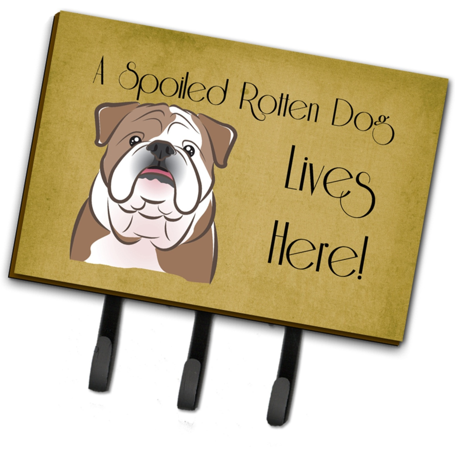 &quotCaroline's Treasures BB1467TH68 English Bulldog Spoiled Dog Lives Here Leash or Key Holder, Large, Multicolor"