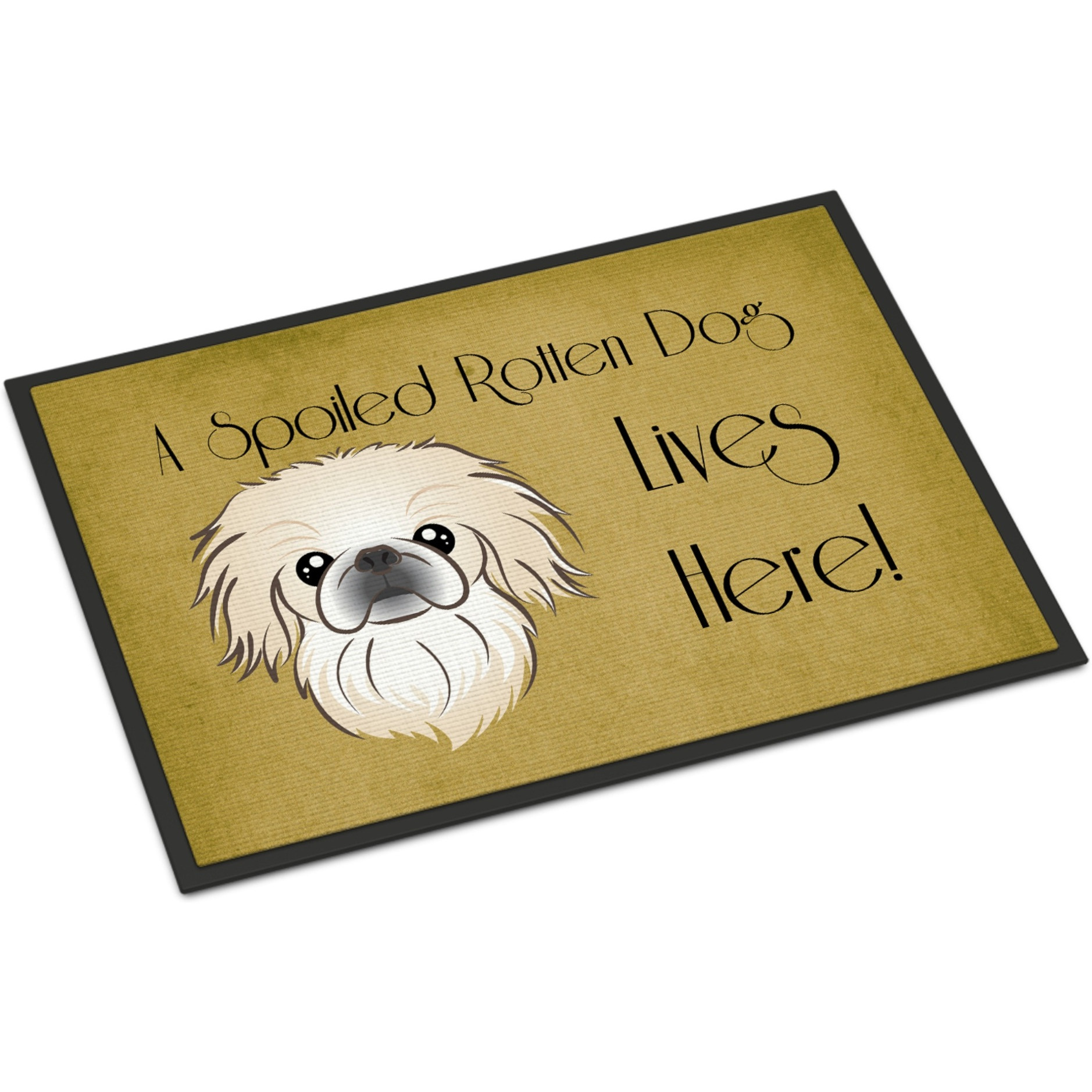 &quotCaroline's Treasures BB1469MAT Pekingese Spoiled Dog Lives Here Indoor or Outdoor Mat, 18 x 27"", Multicolor"