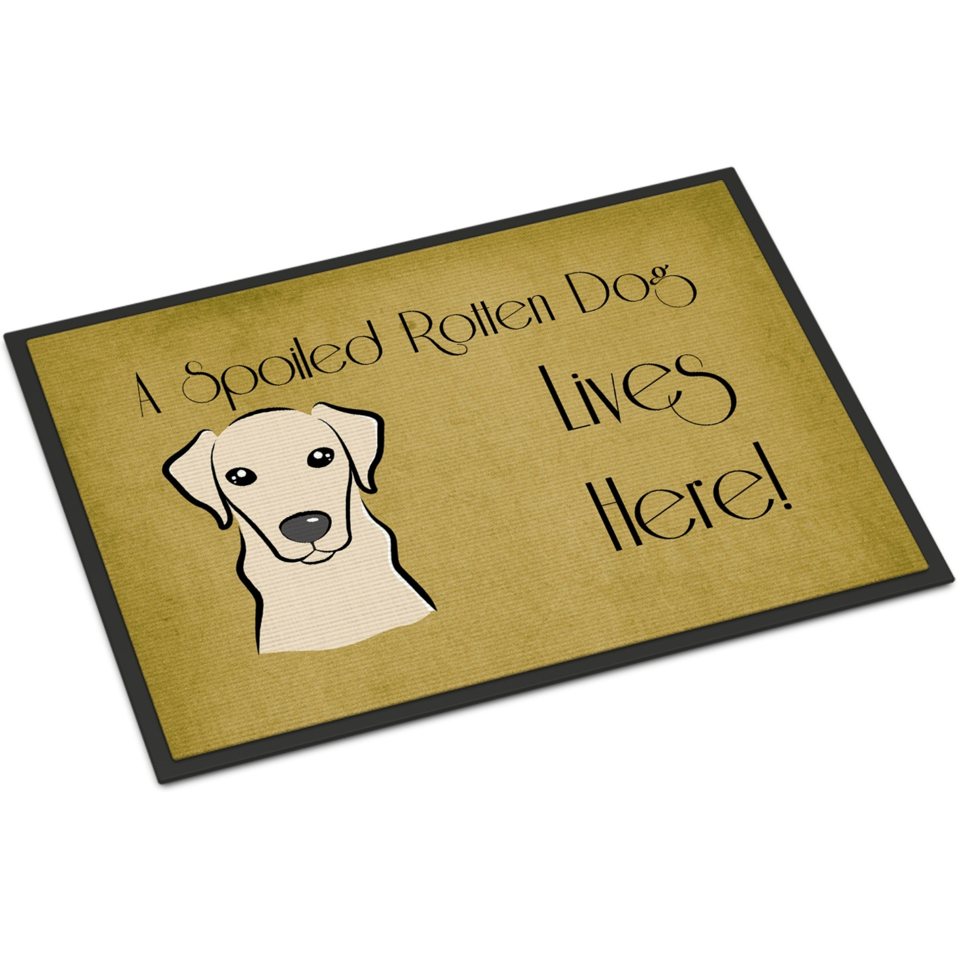 &quotCaroline's Treasures BB1470MAT Yellow Labrador Spoiled Dog Lives Here Indoor or Outdoor Mat, 18 x 27"", Multicolor"