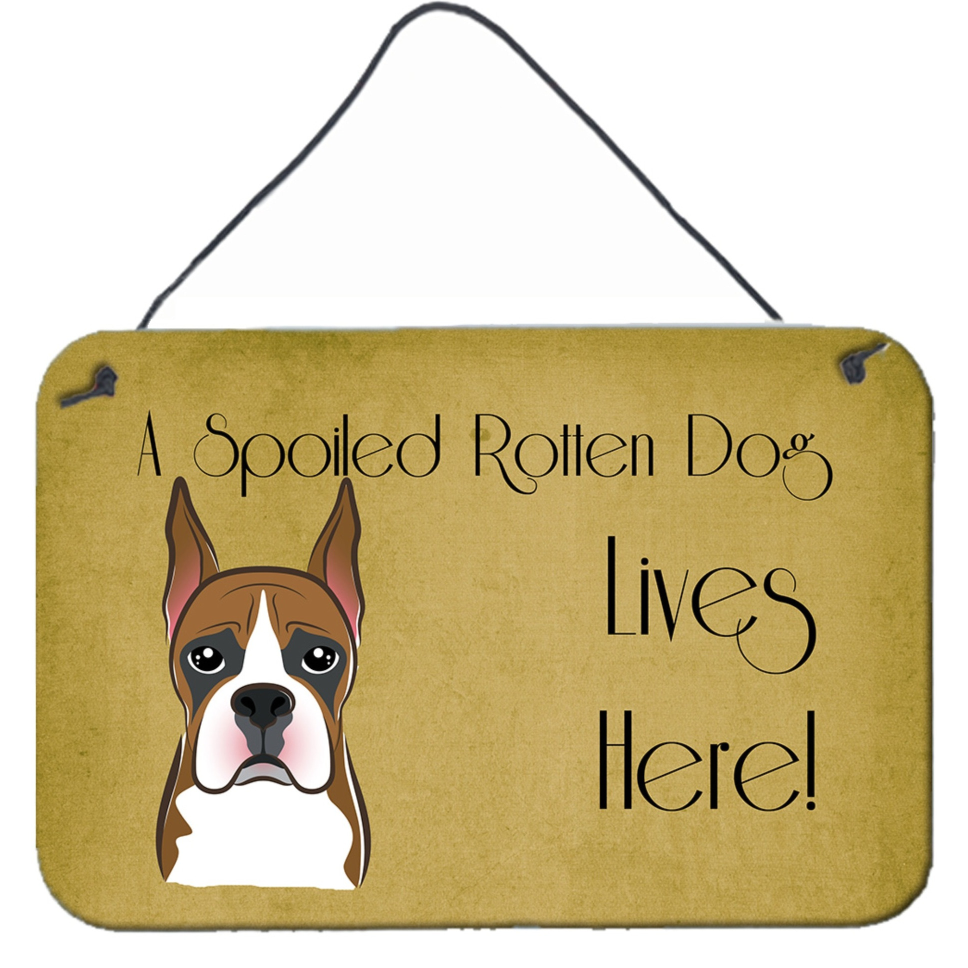 &quotCaroline's Treasures BB1471DS812 Boxer Spoiled Dog Lives Here Wall or Door Hanging Prints, 8 x 12"", Multicolor"