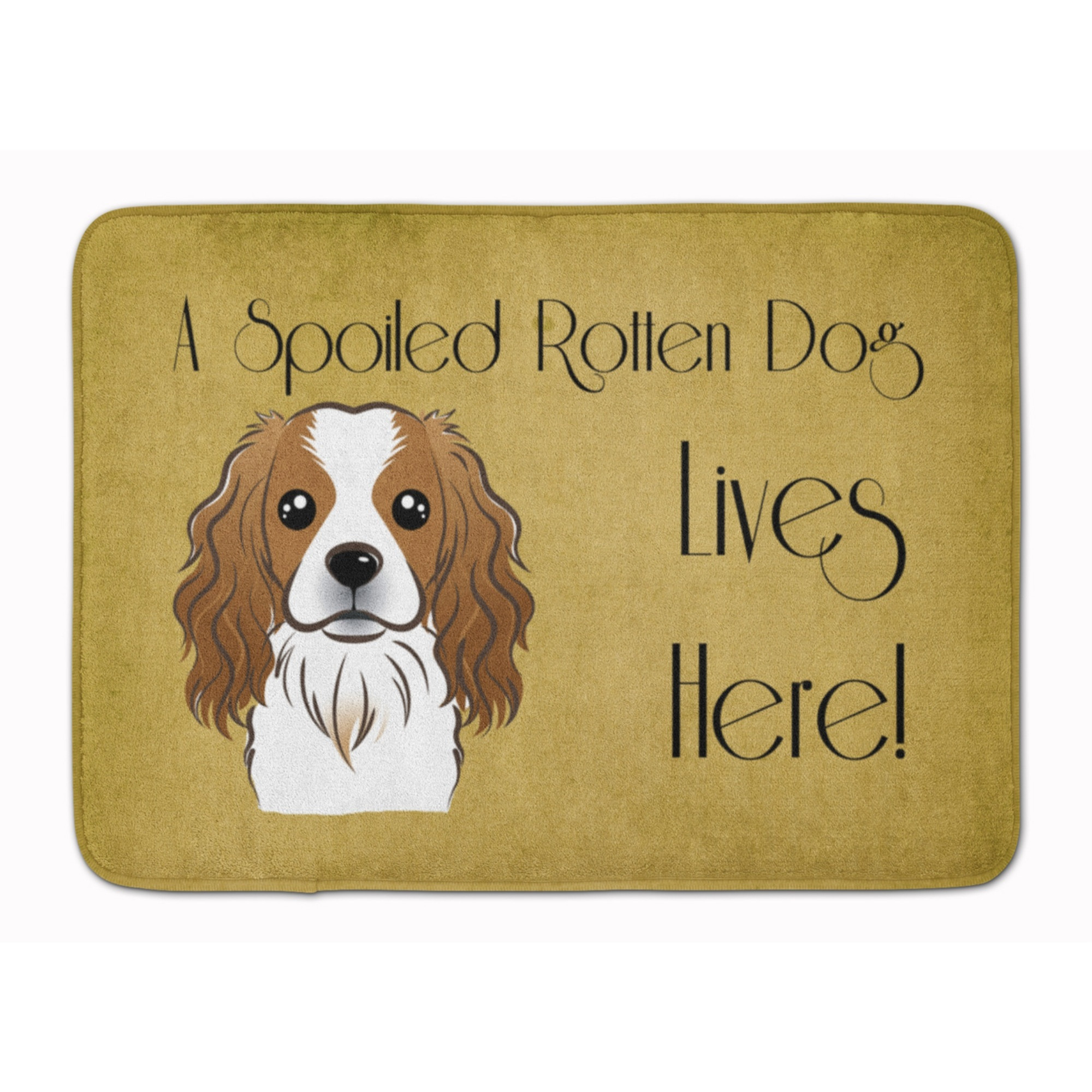 &quotCaroline's Treasures Cavalier Spaniel Spoiled Dog Lives Here Floor Mat, 19"" x 27"", Multicolor"