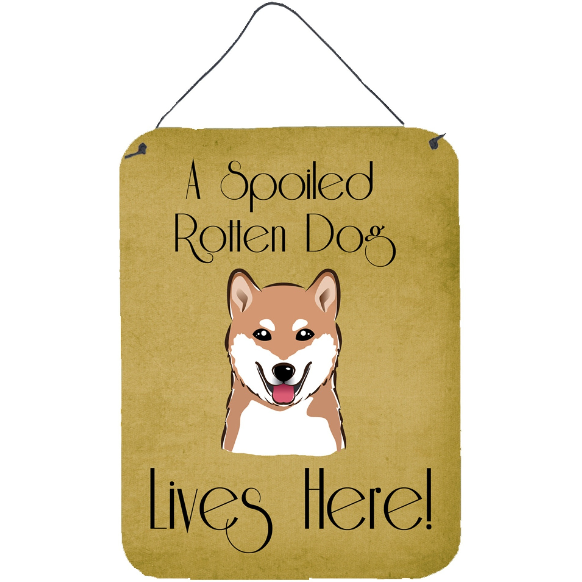 &quotCaroline's Treasures BB1473DS1216 Shiba Inu Spoiled Dog Lives Here Wall or Door Hanging Prints, 16 x 12"", Multicolor"