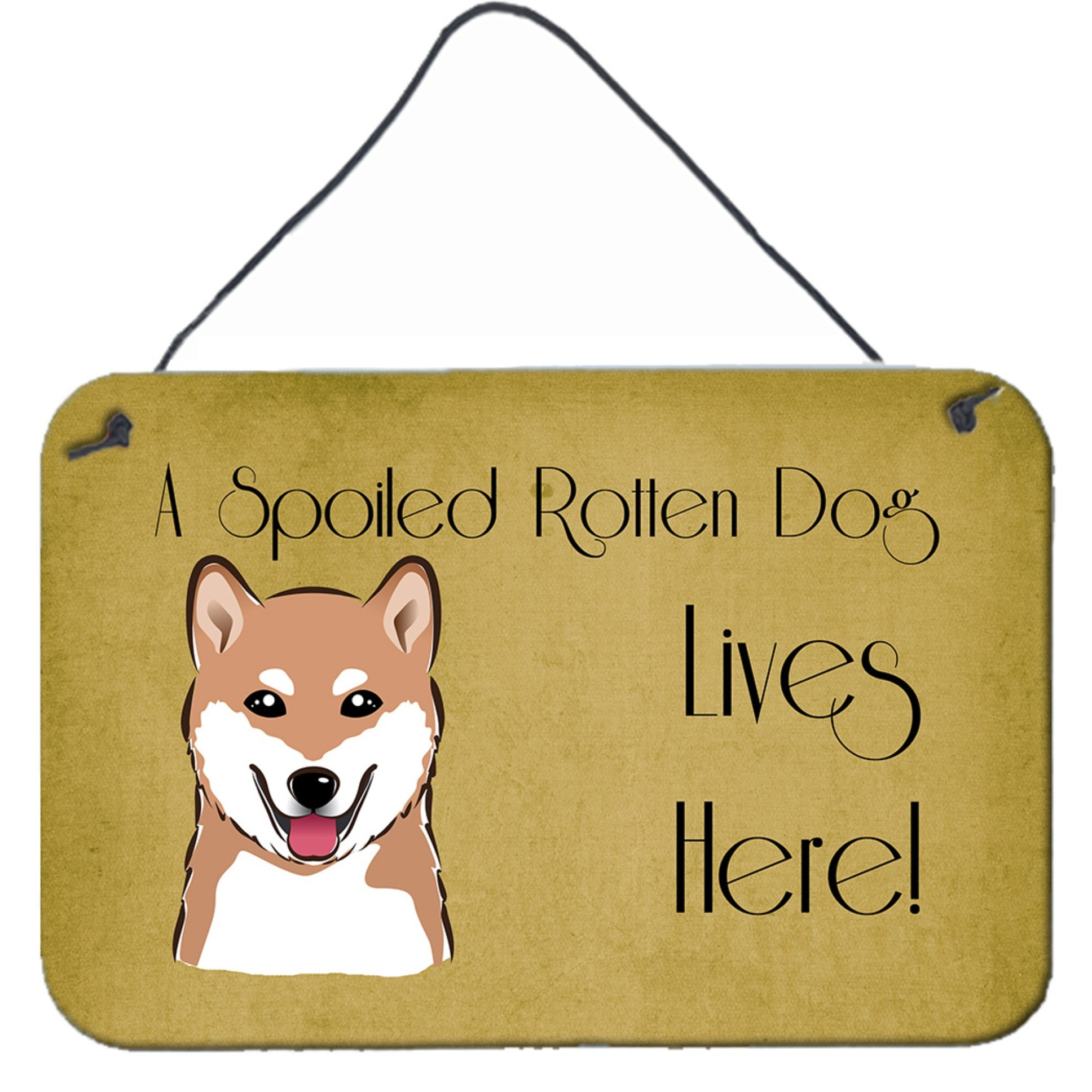 &quotCaroline's Treasures BB1473DS812 Shiba Inu Spoiled Dog Lives Here Wall or Door Hanging Prints, 8 x 12"", Multicolor"
