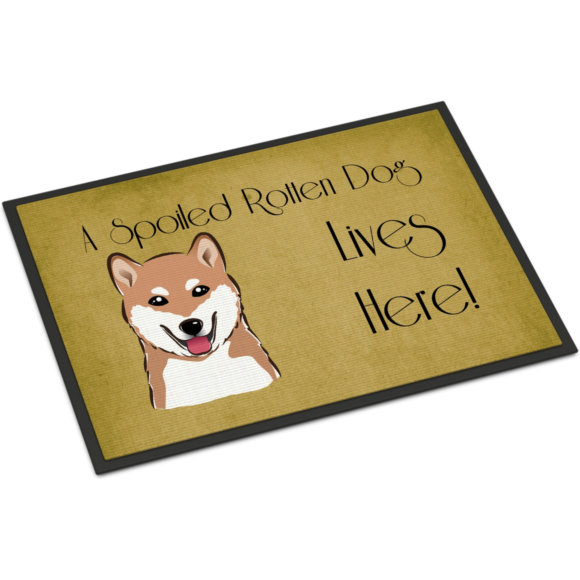 &quotCaroline's Treasures BB1473JMAT Shiba Inu Spoiled Dog Lives Here Indoor or Outdoor Mat, 24 x 36"", Multicolor"