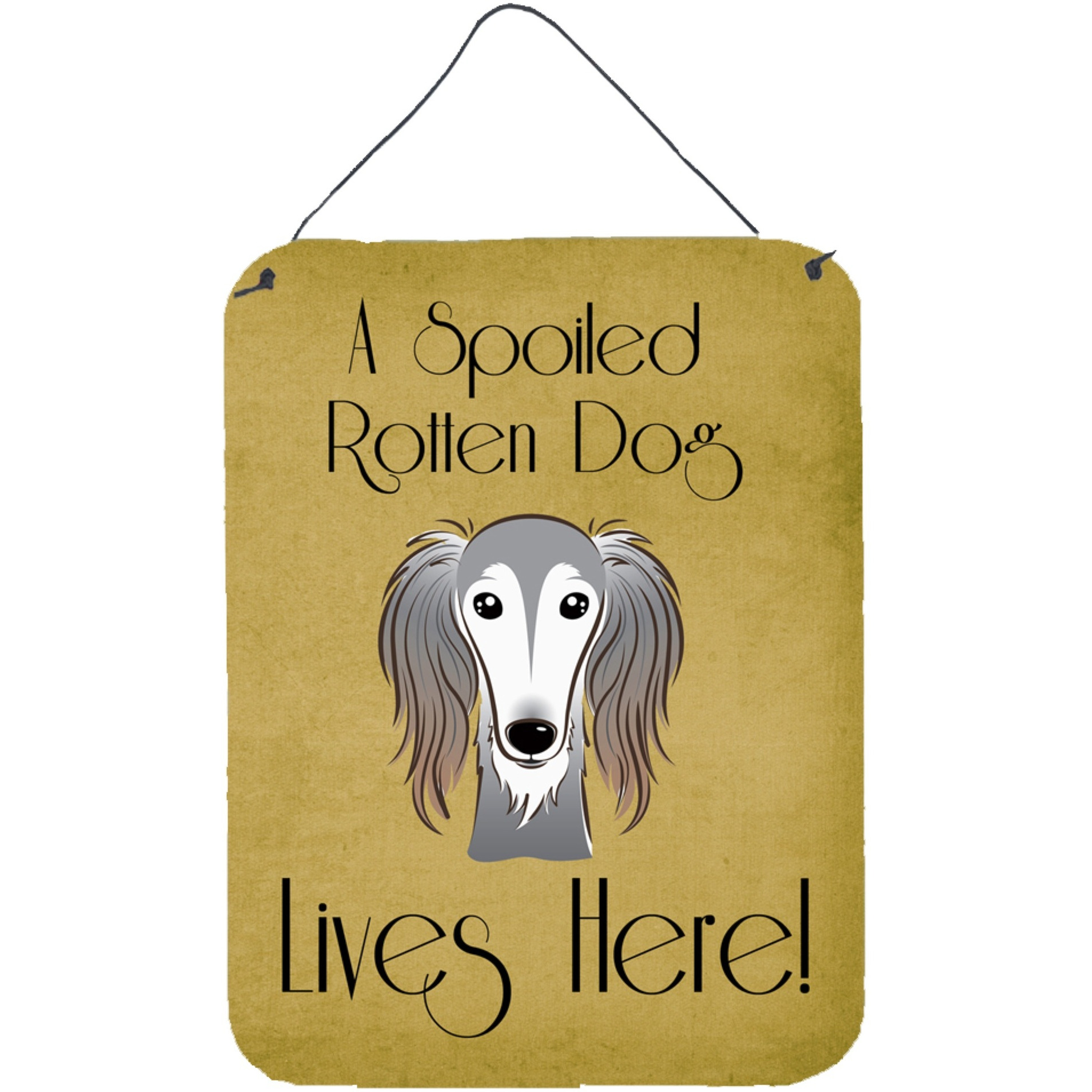 &quotCaroline's Treasures BB1477DS1216 Saluki Spoiled Dog Lives Here Wall or Door Hanging Prints, 16 x 12"", Multicolor"