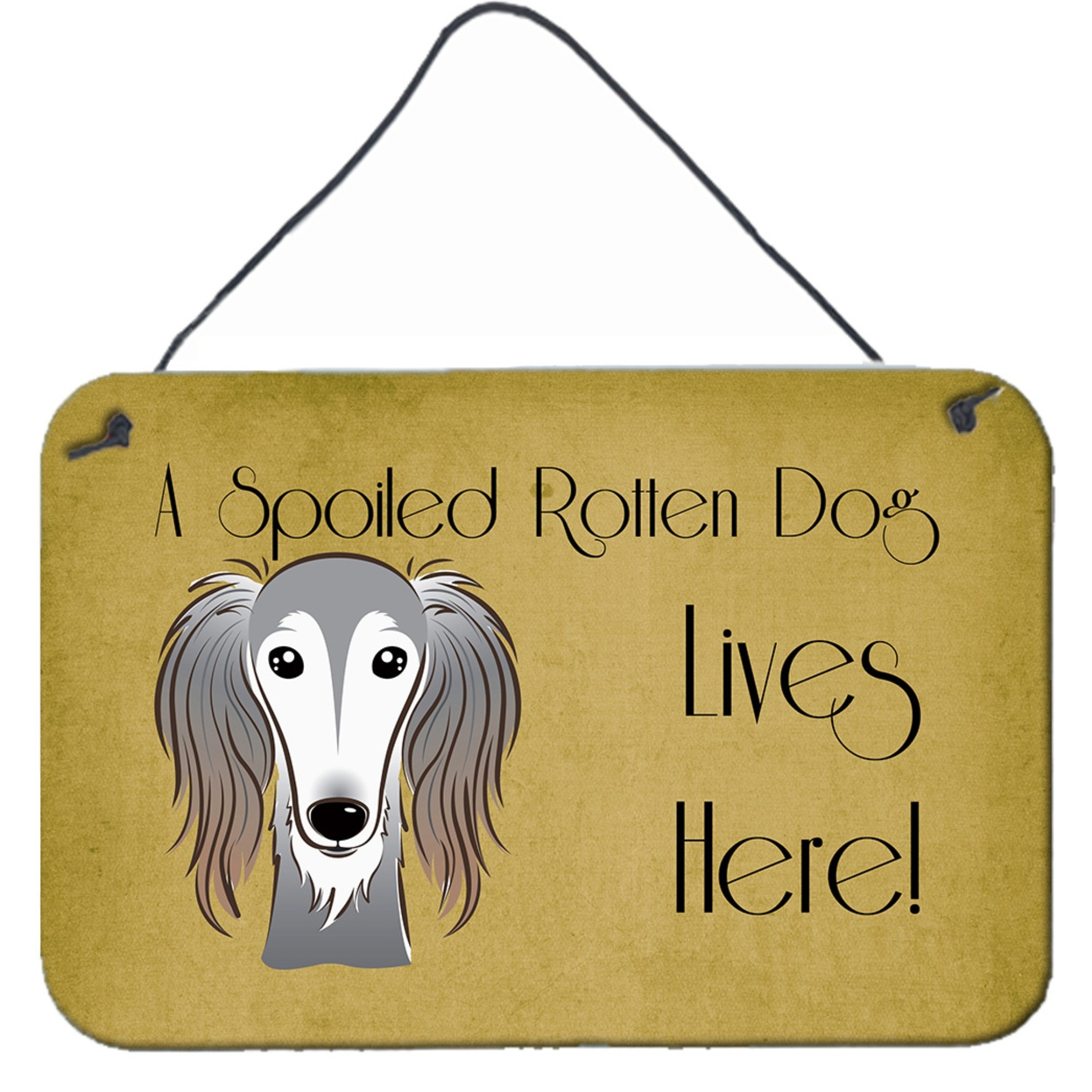 &quotCaroline's Treasures BB1477DS812 Saluki Spoiled Dog Lives Here Wall or Door Hanging Prints, 8 x 12"", Multicolor"