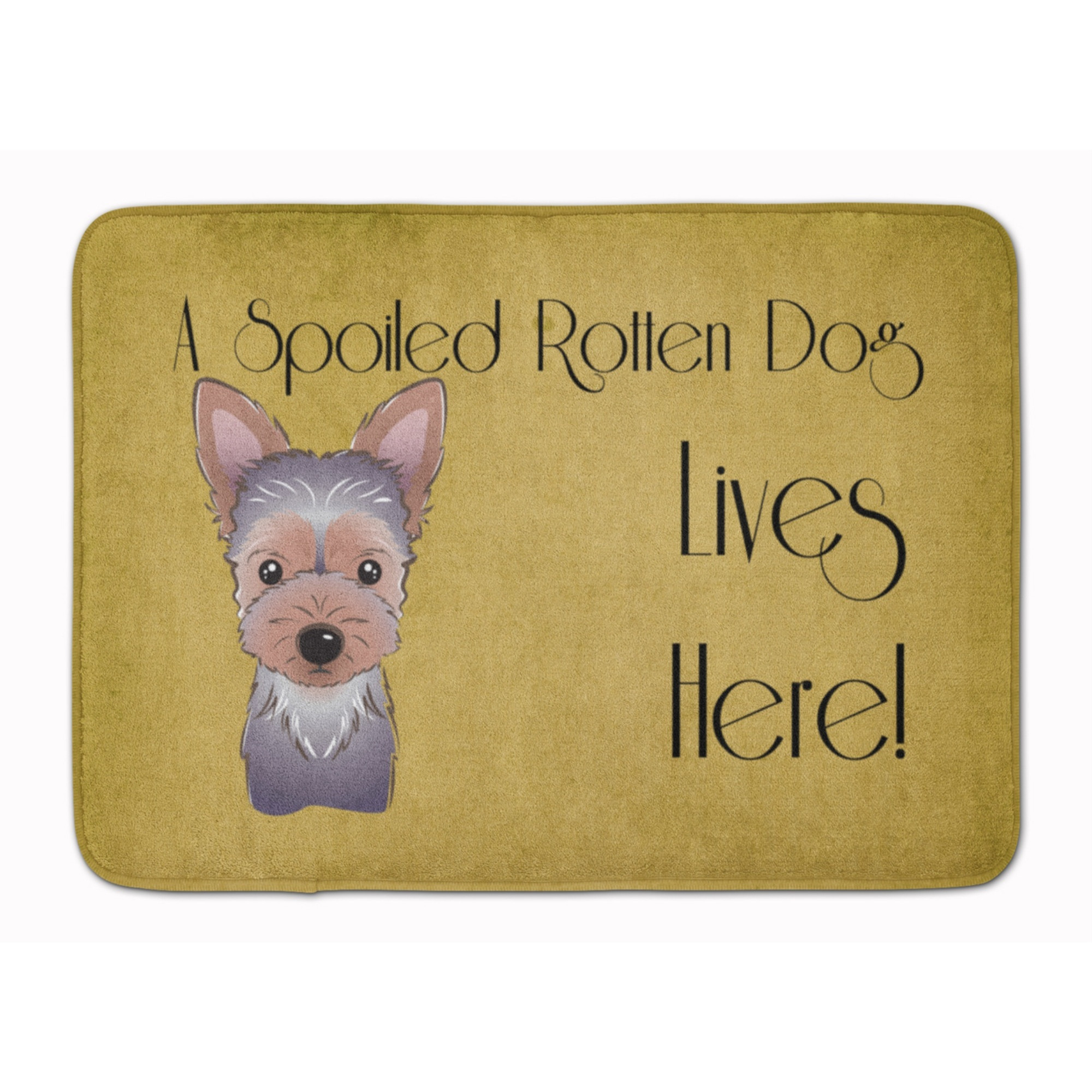 &quotCaroline's Treasures Yorkie Puppy Spoiled Dog Lives Here Floor Mat, 19"" x 27"", Multicolor"