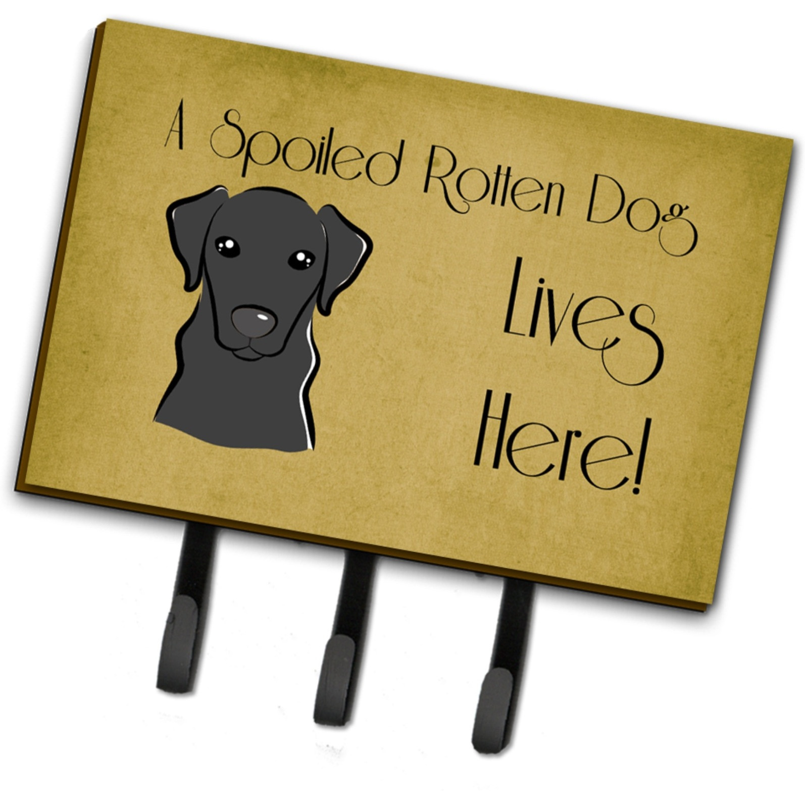 &quotCaroline's Treasures BB1483TH68 Black Labrador Spoiled Dog Lives Here Leash or Key Holder, Large, Multicolor"