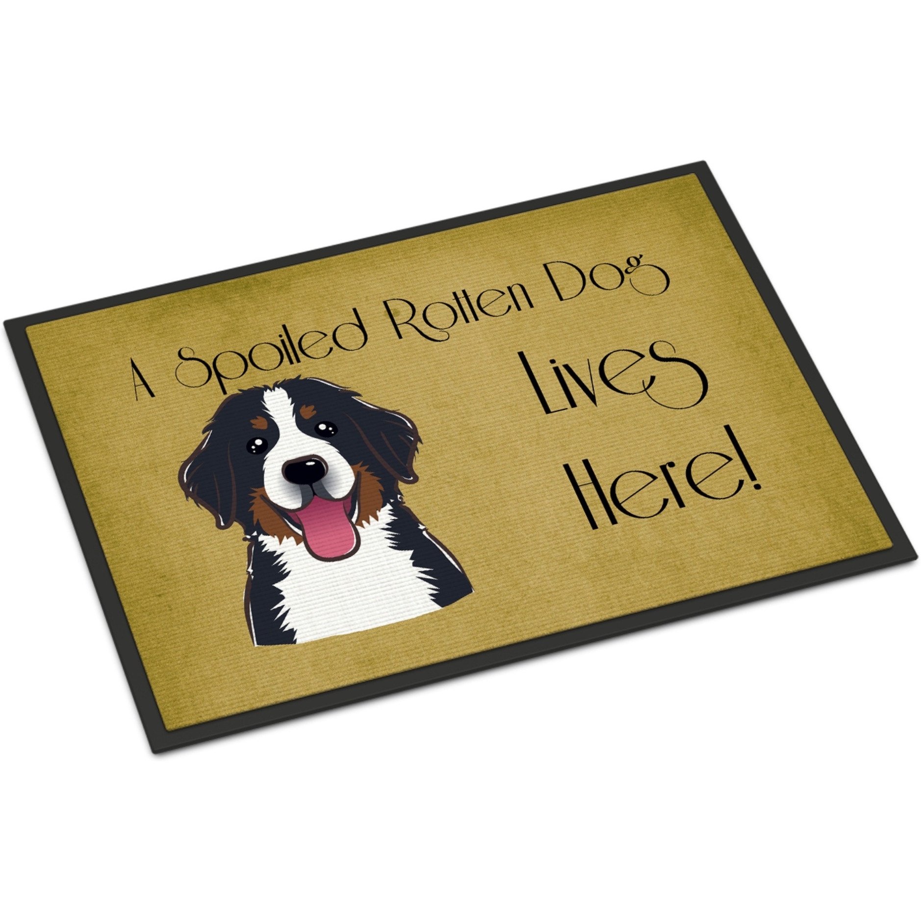 &quotCaroline's Treasures BB1485MAT Bernese Mountain Dog "&quotSpoiled Dog Lives Here"" Indoor or Outdoor Mat, 18 x 27"", Multicolor"