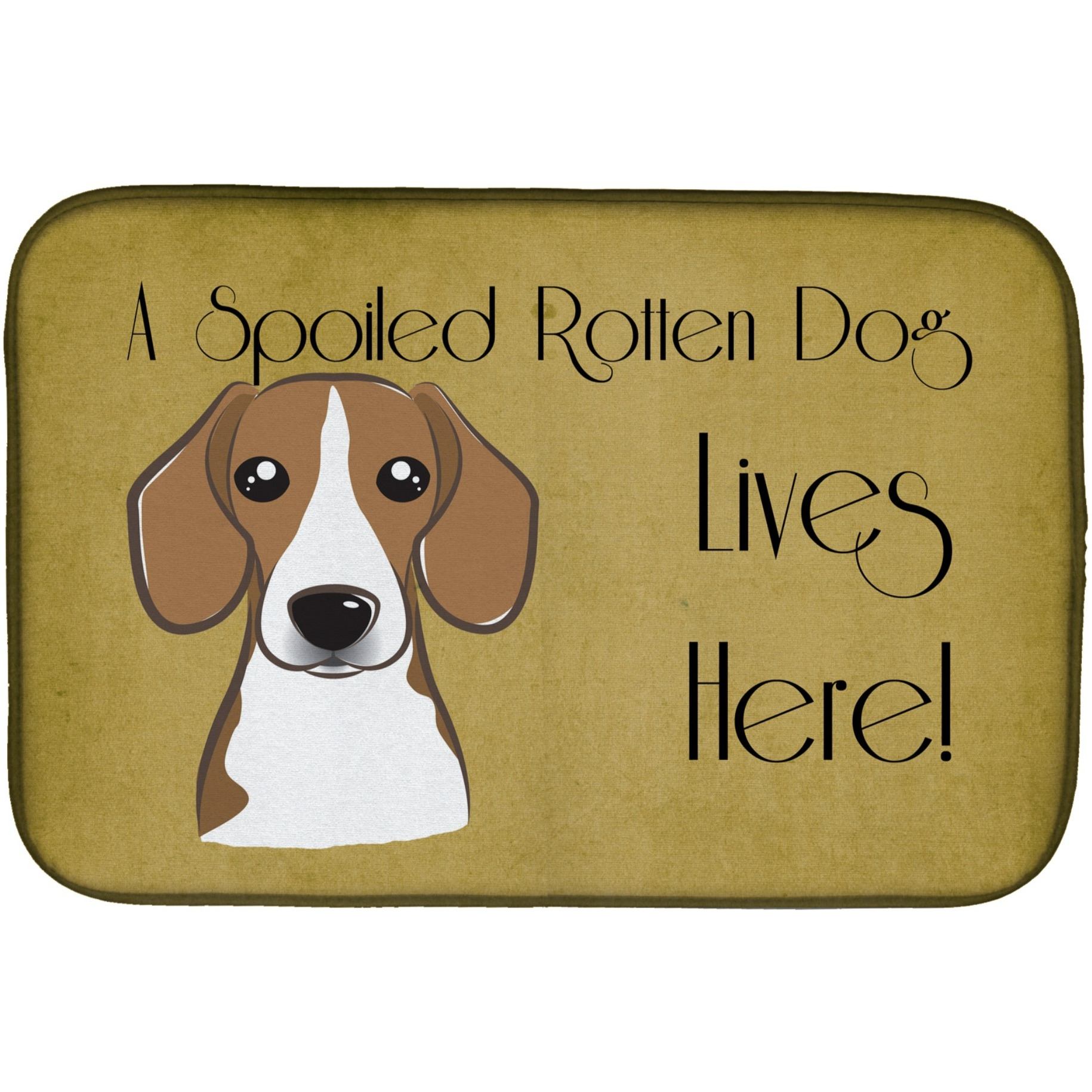 &quotCaroline's Treasures Beagle Spoiled Dog Lives Here Dish Drying Mat, 14"" x 21"""