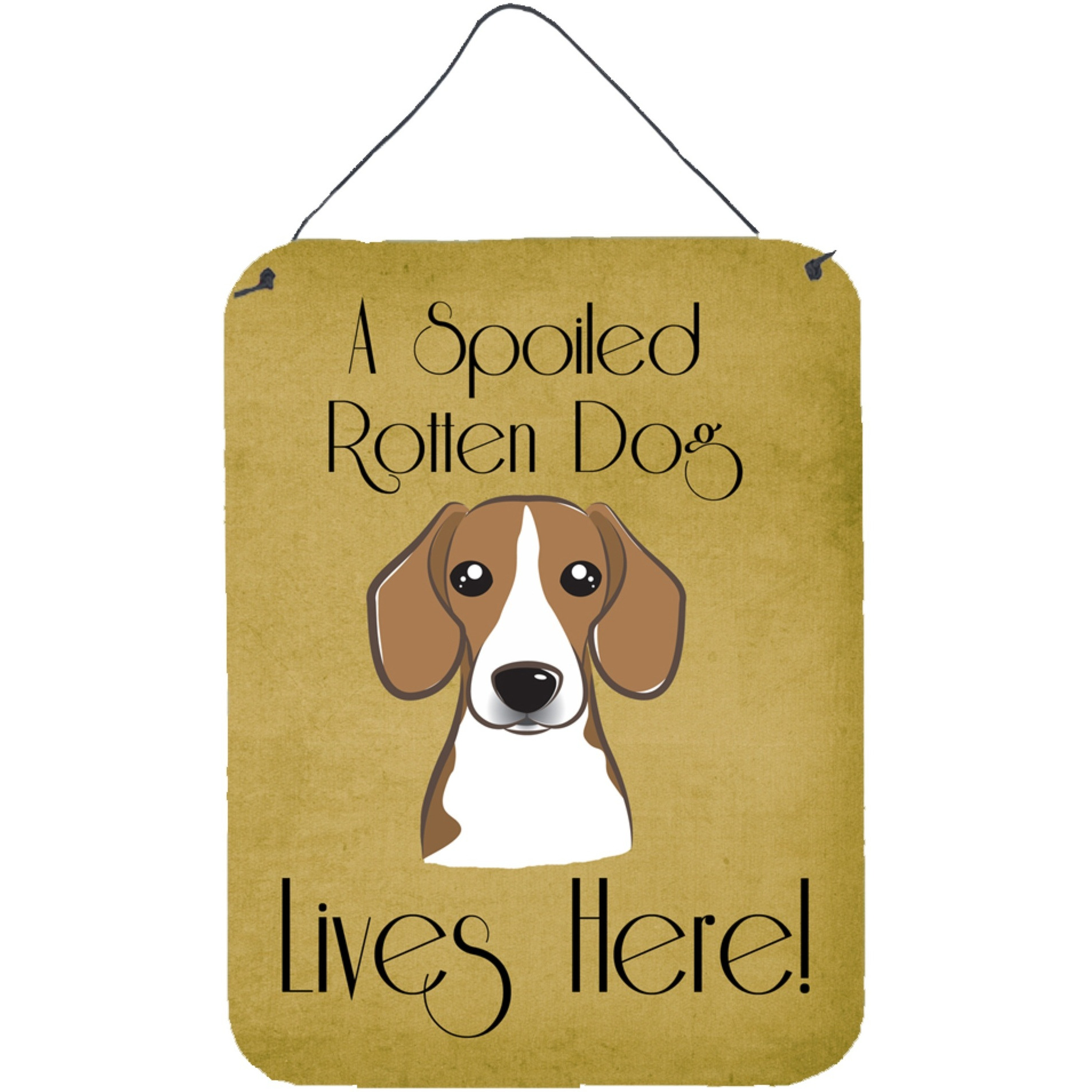 &quotCaroline's Treasures BB1487DS1216 Beagle Spoiled Dog Lives Here Wall or Door Hanging Prints, 16 x 12"", Multicolor"