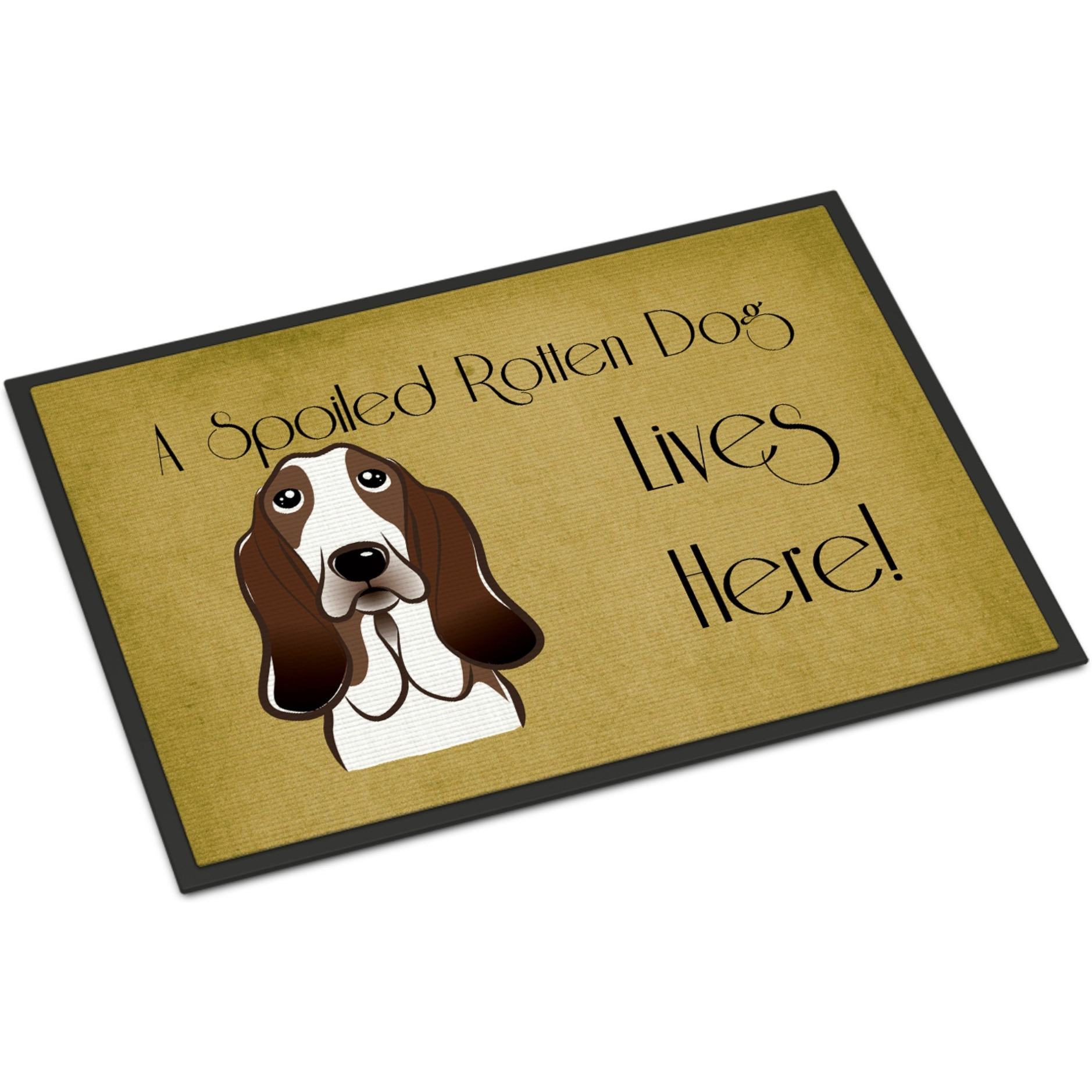 &quotCaroline's Treasures BB1491MAT Basset Hound Spoiled Dog Lives Here Indoor or Outdoor Mat, 18 x 27"", Multicolor"