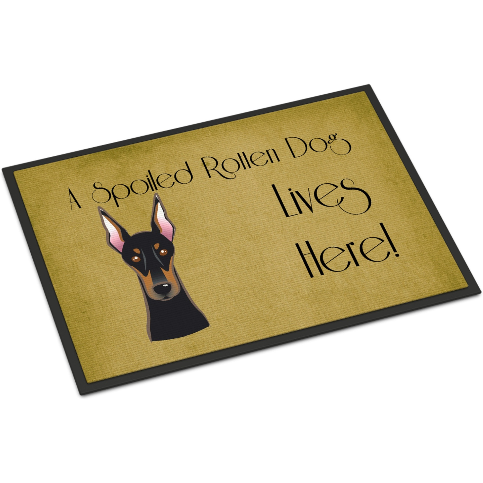 &quotCaroline's Treasures BB1493JMAT Doberman Spoiled Dog Lives Here Indoor or Outdoor Mat, 24 x 36"", Multicolor"