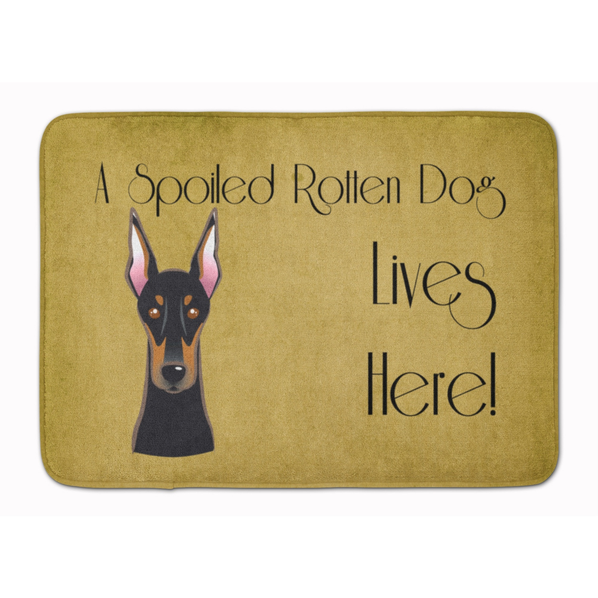&quotCaroline's Treasures Doberman Spoiled Dog Lives Here Floor Mat, 19"" x 27"", Multicolor"