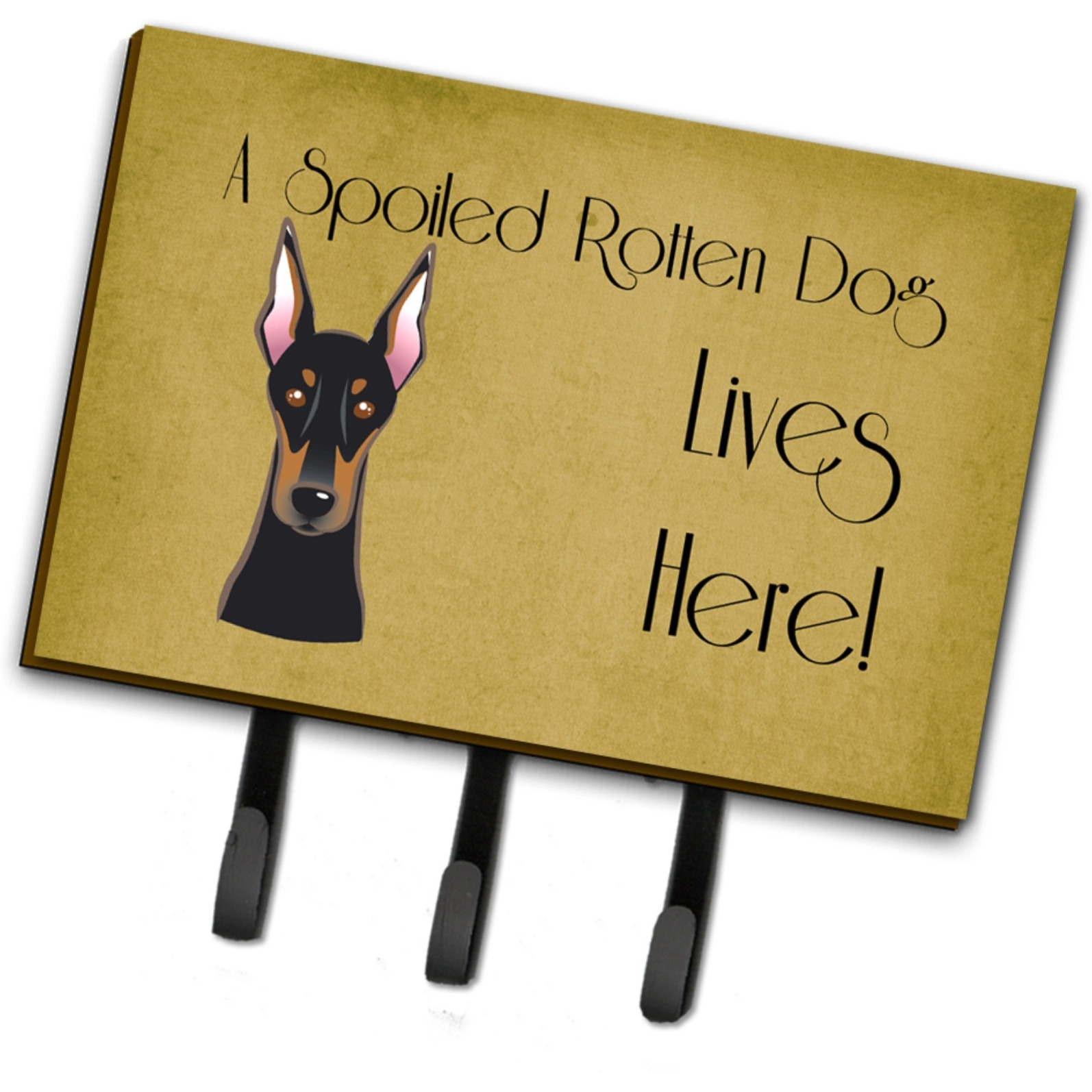 &quotCaroline's Treasures BB1493TH68 Doberman Spoiled Dog Lives Here Leash or Key Holder, Large, Multicolor"