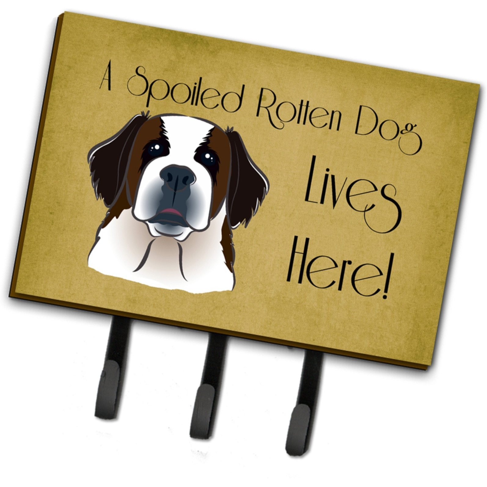 &quotCaroline's Treasures BB1494TH68 Saint Bernard Spoiled Dog Lives Here Leash or Key Holder, Large, Multicolor"