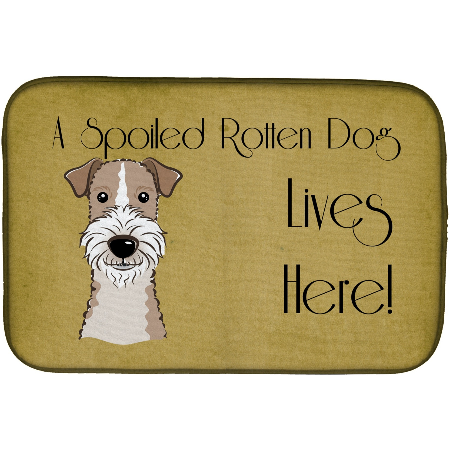 &quotCaroline's Treasures Wire Haired Fox Terrier Spoiled Dog Lives Here Dish Drying Mat, 14"" x 21"""