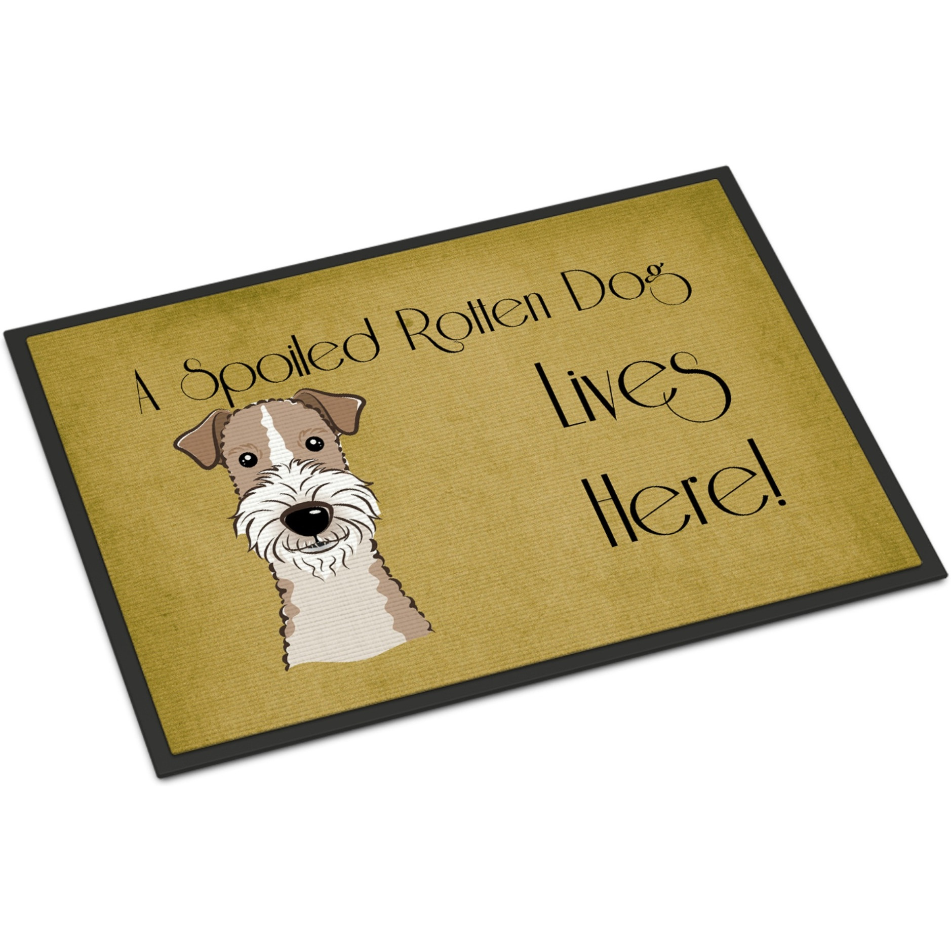 &quotCaroline's Treasures BB1495JMAT Wire Haired Fox Terrier Spoiled Dog Lives Here Indoor or Outdoor Mat, 24 x 36"", Multicolor"