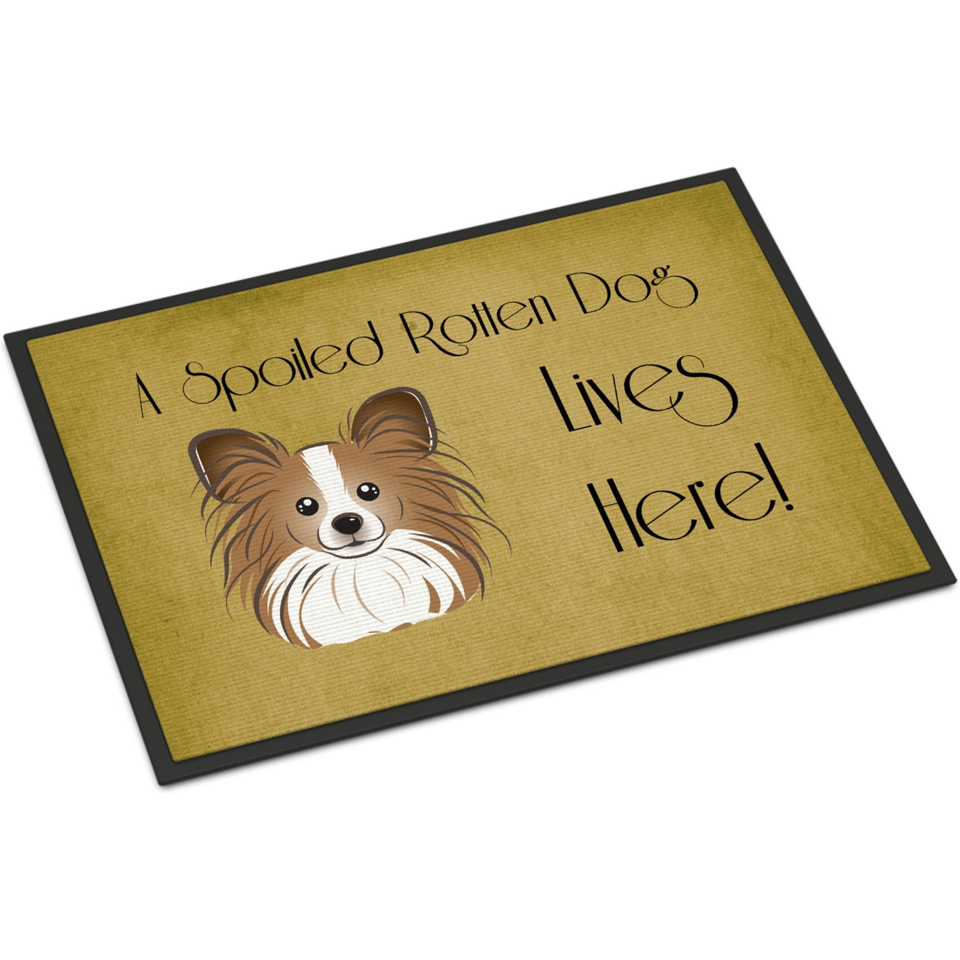 &quotCaroline's Treasures BB1496JMAT Papillon Spoiled Dog Lives Here Indoor or Outdoor Mat, 24 x 36"", Multicolor"