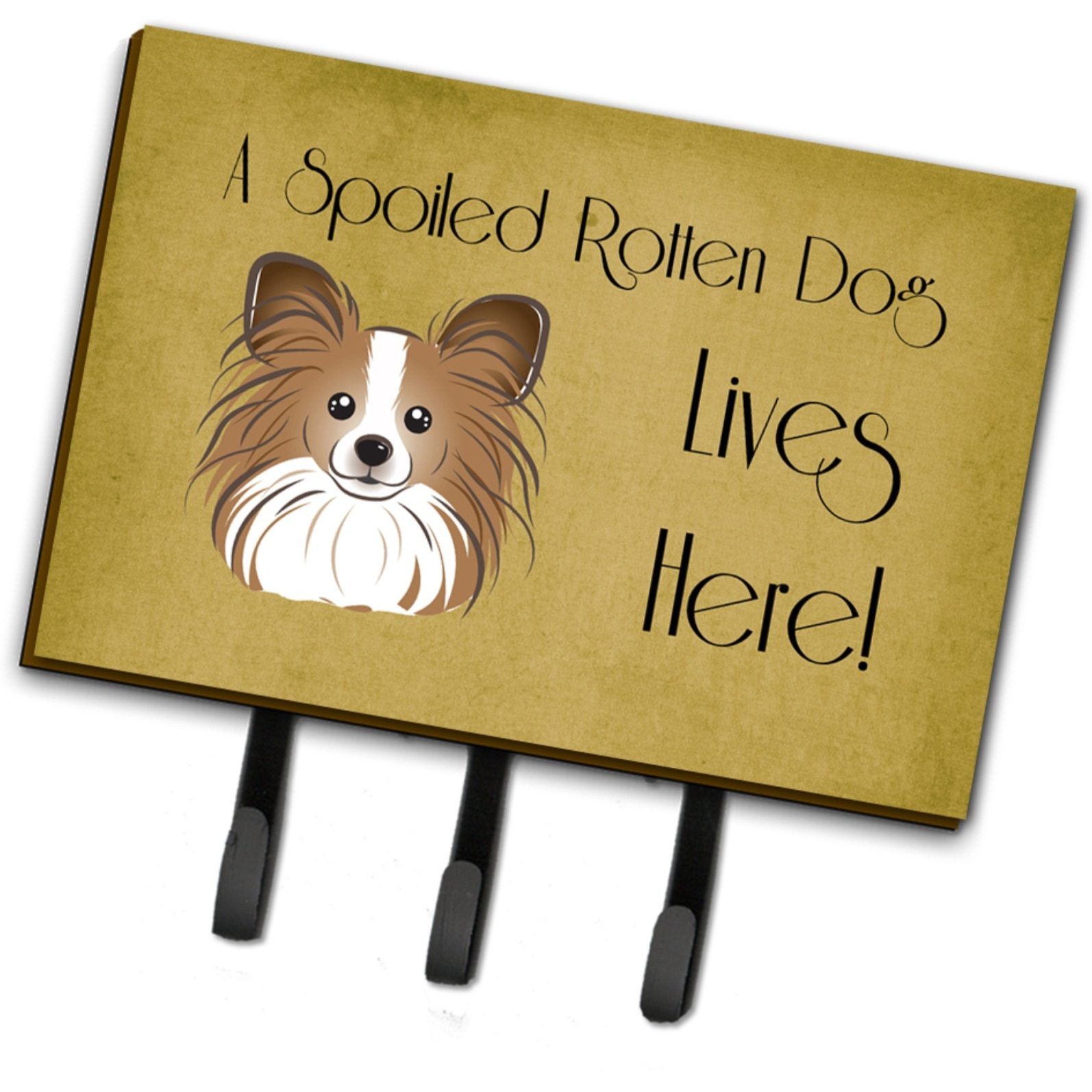 &quotCaroline's Treasures BB1496TH68 Papillion Spoiled Dog Lives Here Leash or Key Holder, Large, Multicolor"