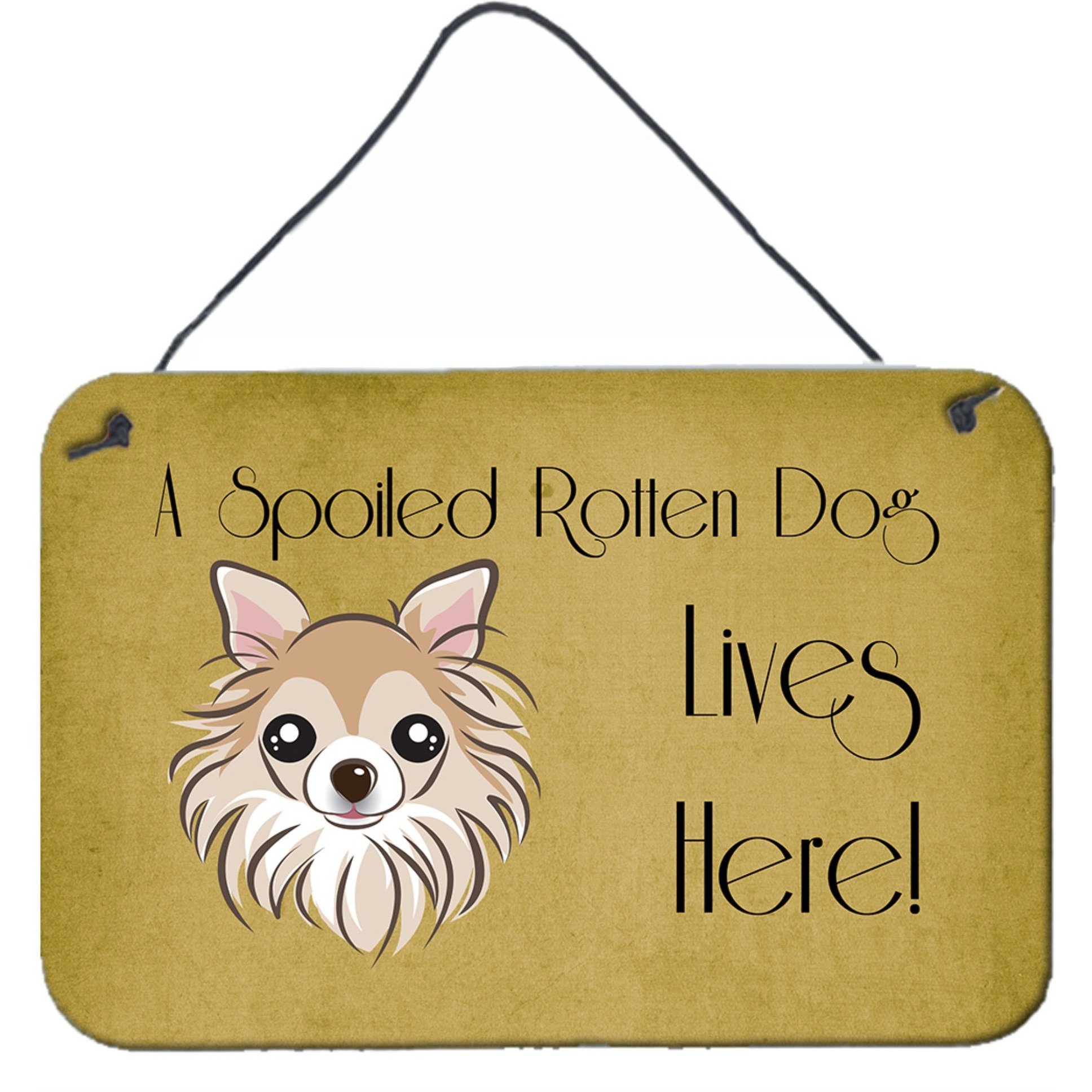 &quotCaroline's Treasures BB1499DS812 Chihuahua Spoiled Dog Lives Here Wall or Door Hanging Prints, 8 x 12"", Multicolor"