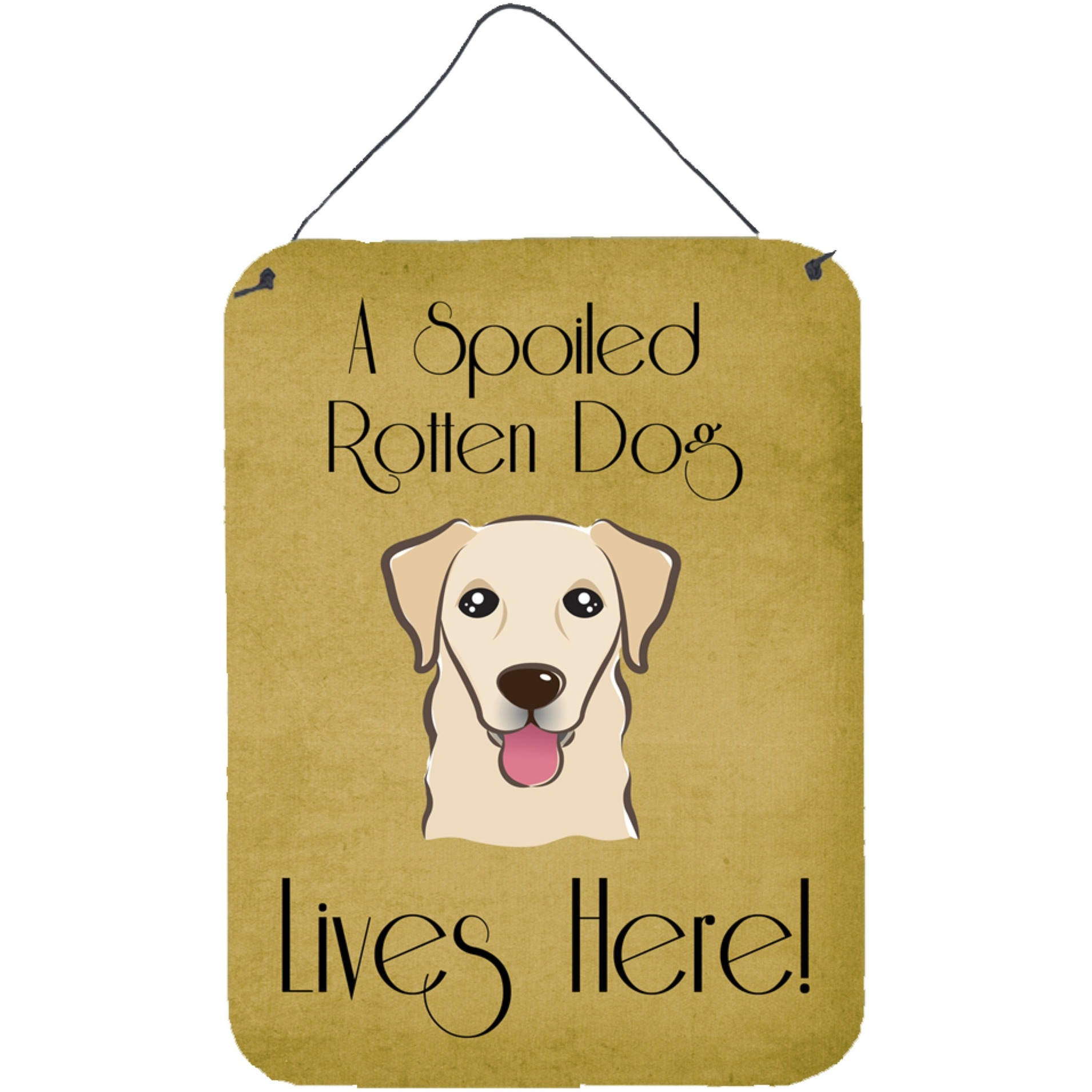&quotCaroline's Treasures BB1500DS1216 Golden Retriever Spoiled Dog Lives Here Wall or Door Hanging Prints, 16 x 12"", Multicolor"
