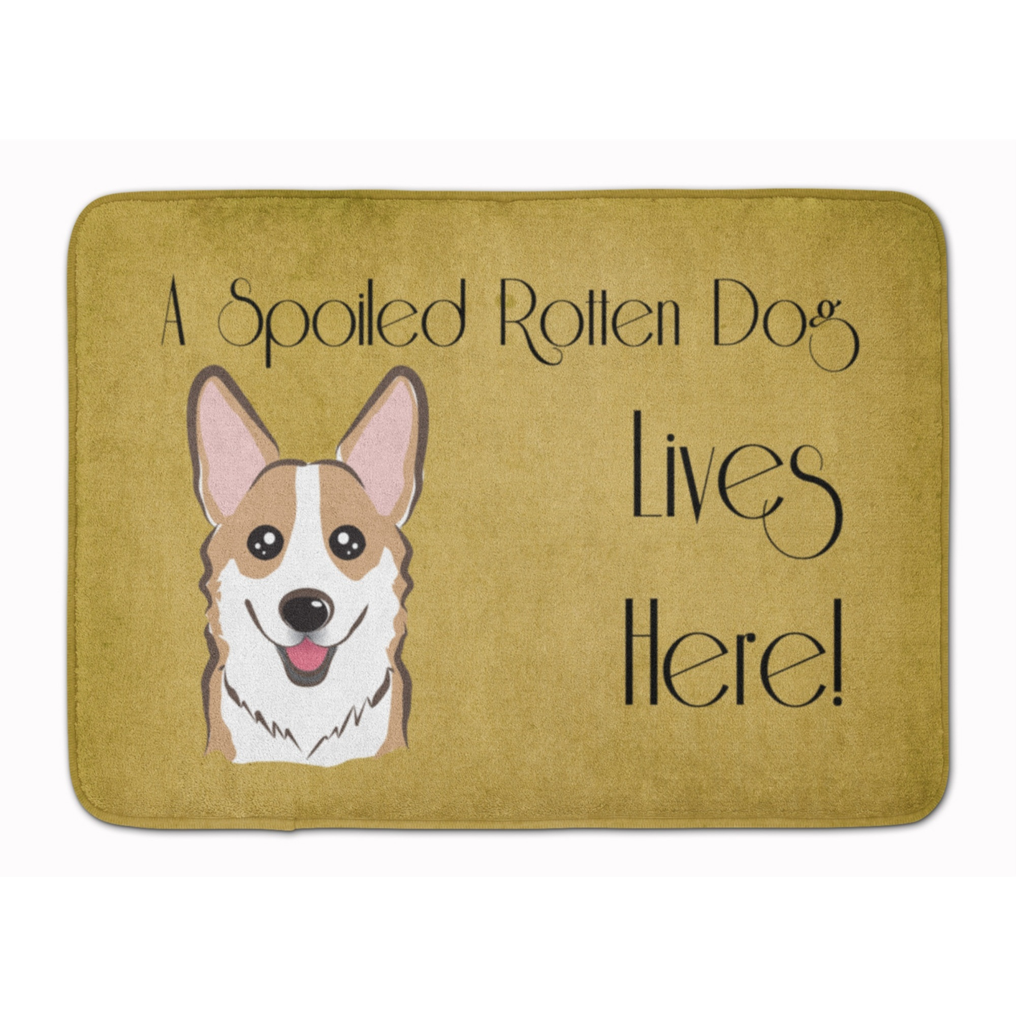 &quotCaroline's Treasures Sable Corgi Spoiled Dog Lives Here Floor Mat, 19"" x 27"", Multicolor"