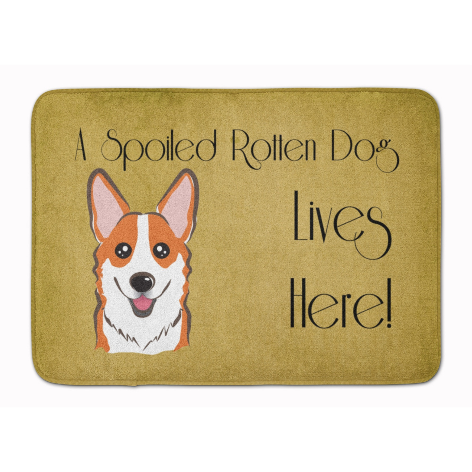 &quotCaroline's Treasures Red Corgi Spoiled Dog Lives Here Floor Mat, 19"" x 27"", Multicolor"
