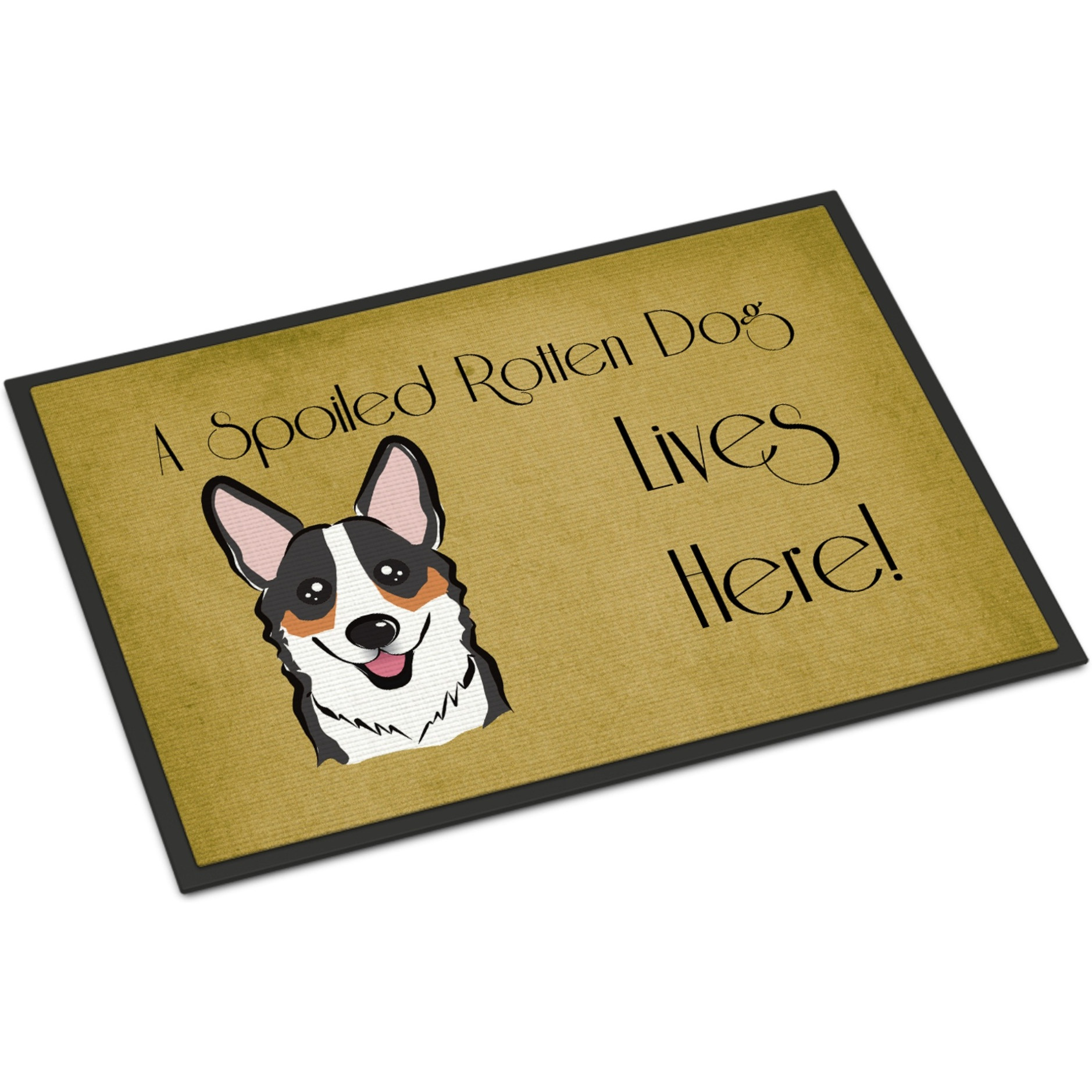 &quotCaroline's Treasures BB1503MAT Tricolor Corgi Spoiled Dog Lives Here Indoor or Outdoor Mat, 18 x 27"", Multicolor"