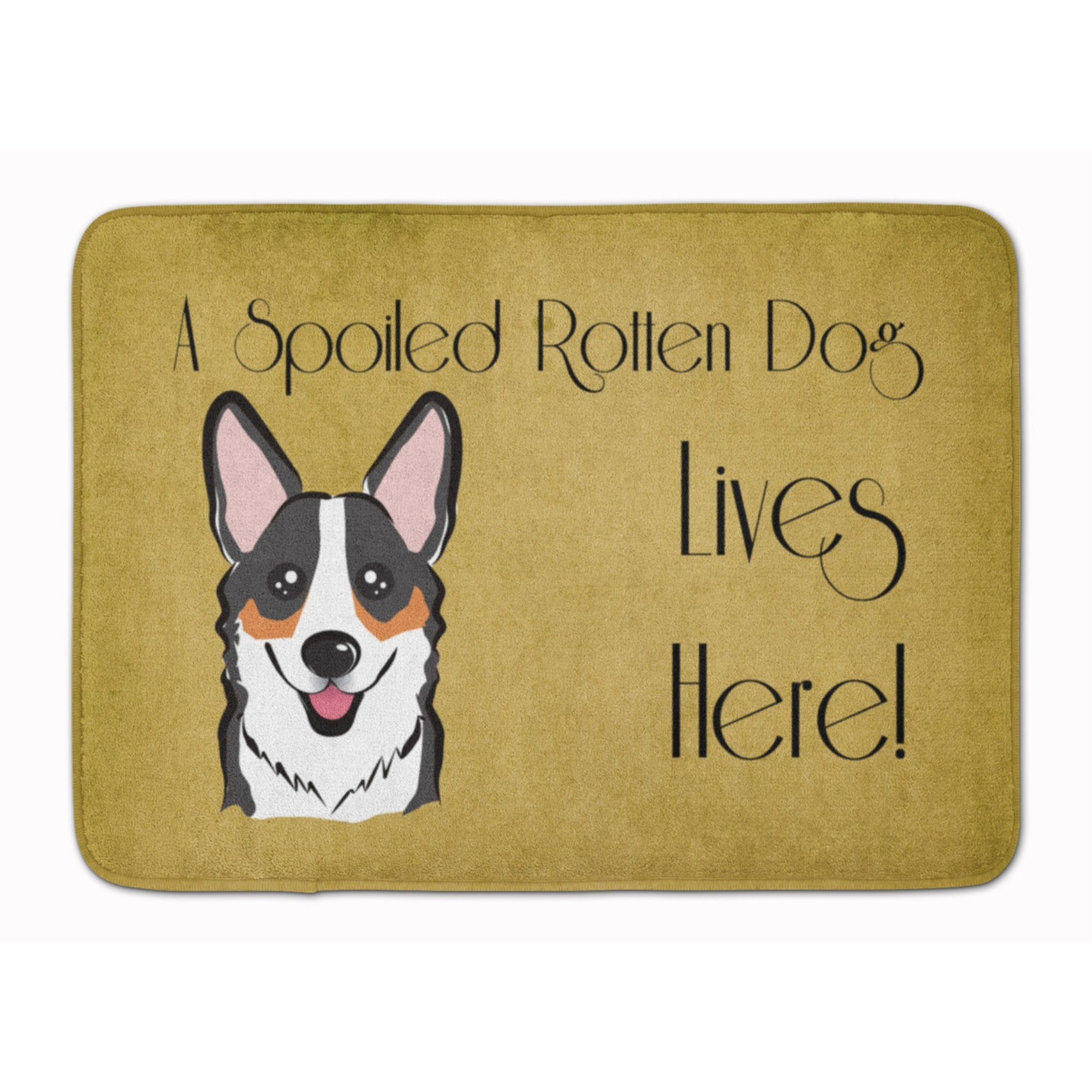 &quotCaroline's Treasures Tricolor Corgi Spoiled Dog Lives Here Floor Mat, 19"" x 27"", Multicolor"