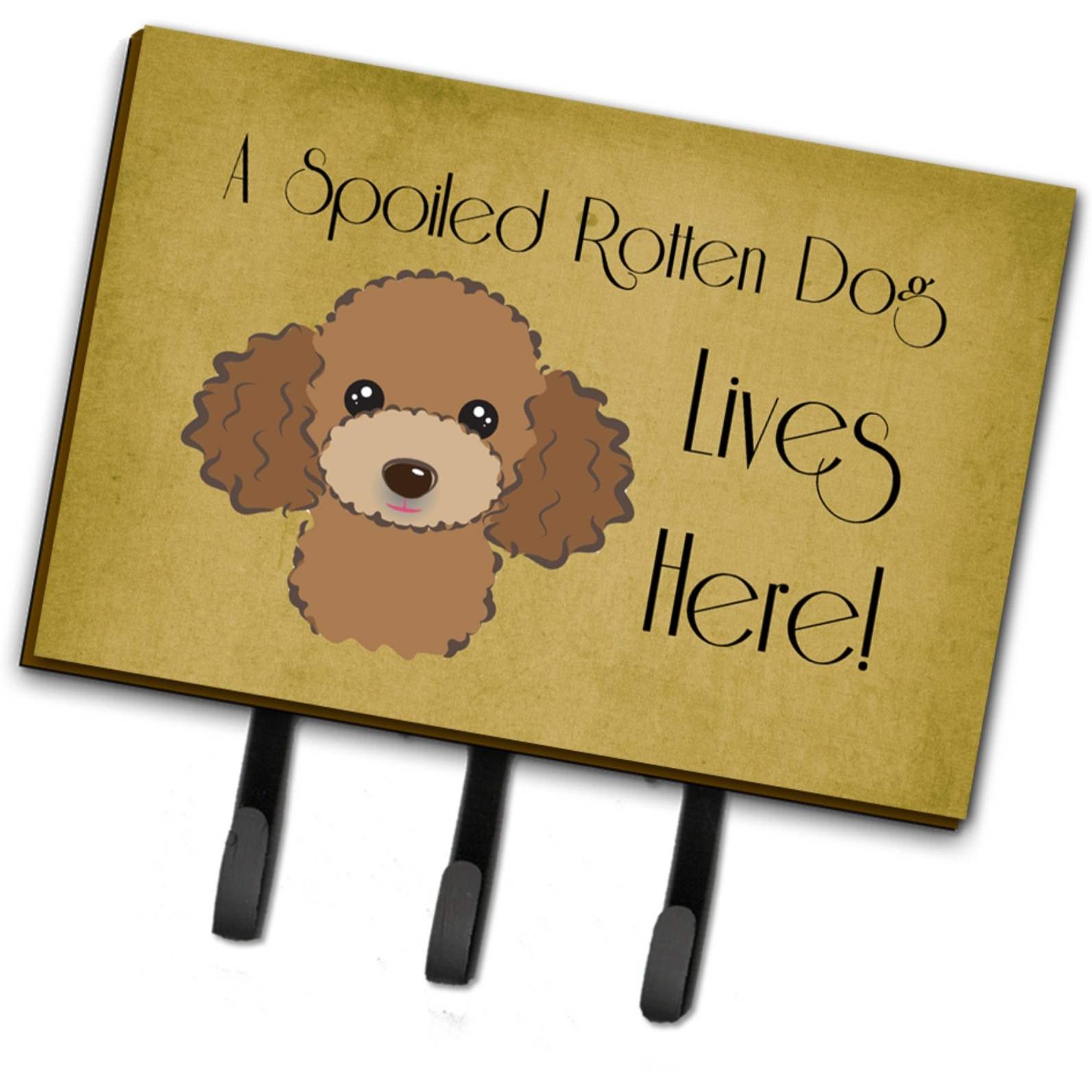 &quotCaroline's Treasures BB1504TH68 Chocolate Brown Poodle Spoiled Dog Lives Here Leash or Key Holder, Large, Multicolor"