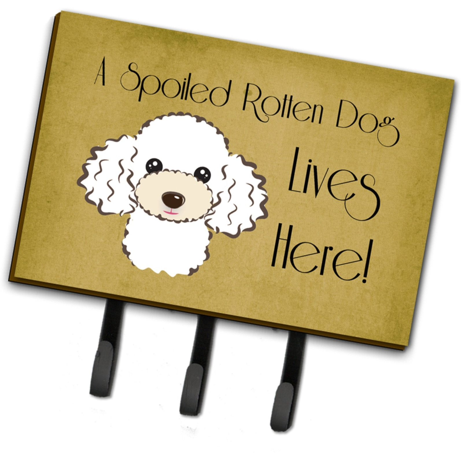 &quotCaroline's Treasures BB1505TH68 White Poodle Spoiled Dog Lives Here Leash or Key Holder, Large, Multicolor"