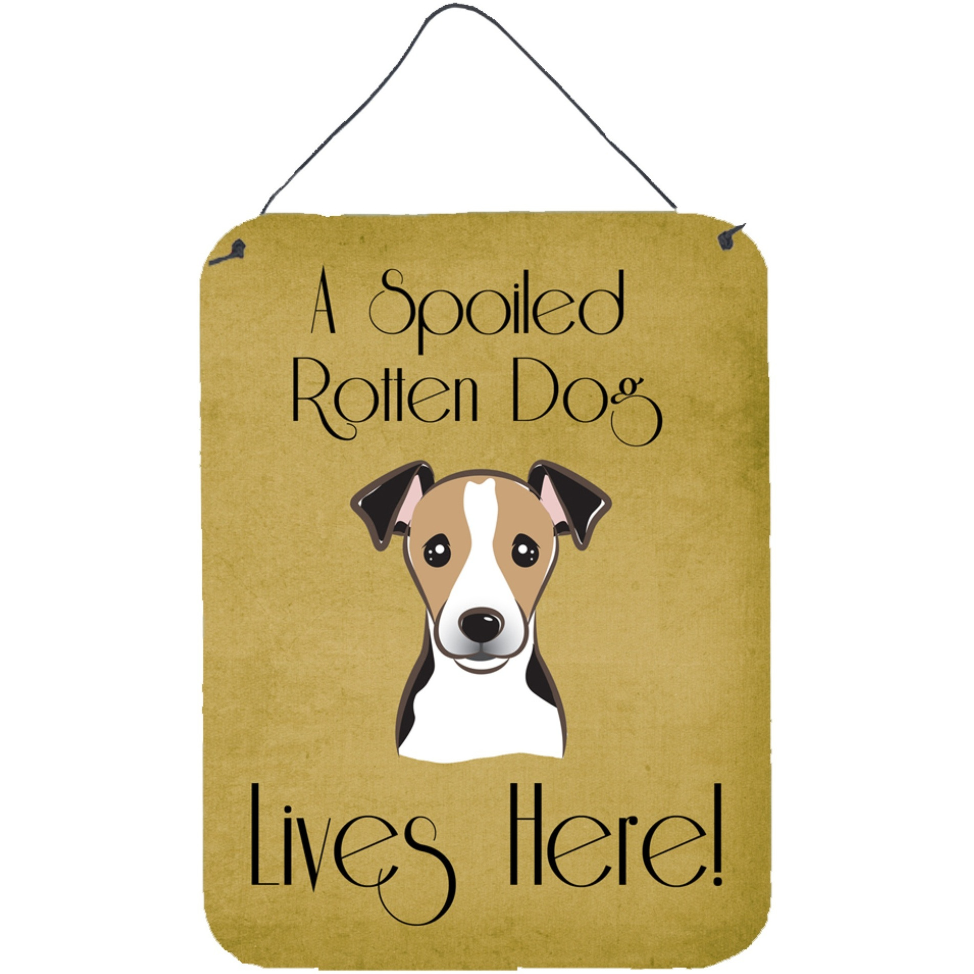 &quotCaroline's Treasures BB1509DS1216 Jack Russell Terrier Spoiled Dog Lives Here Wall or Door Hanging Prints, 16 x 12"", Multicolor"