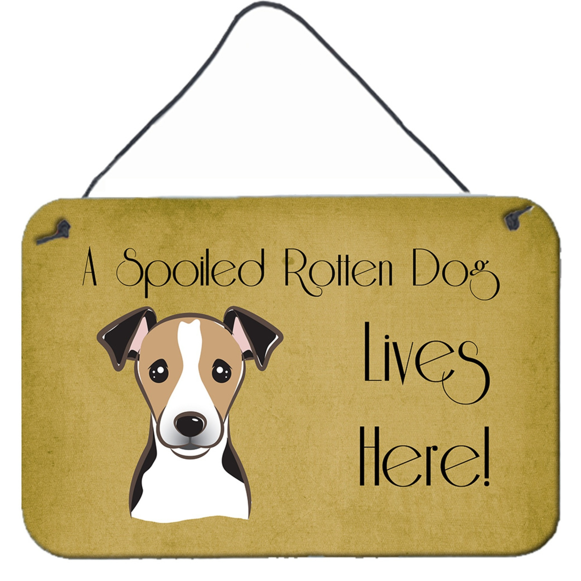 &quotCaroline's Treasures BB1509DS812 Jack Russell Terrier Spoiled Dog Lives Here Wall or Door Hanging Prints, 8 x 12"", Multicolor"