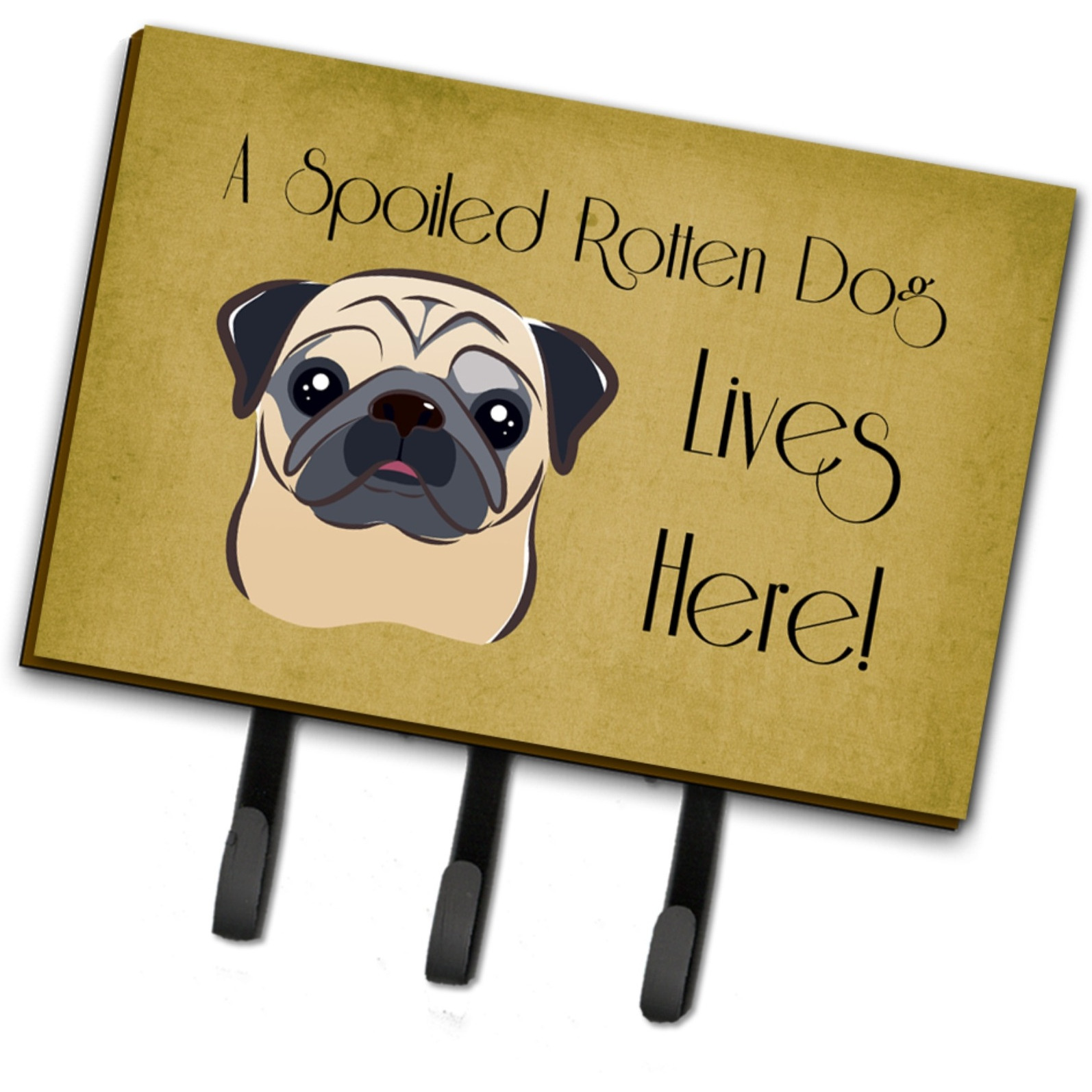 &quotCaroline's Treasures BB1510TH68 Fawn Pug Spoiled Dog Lives Here Leash or Key Holder, Large, Multicolor"