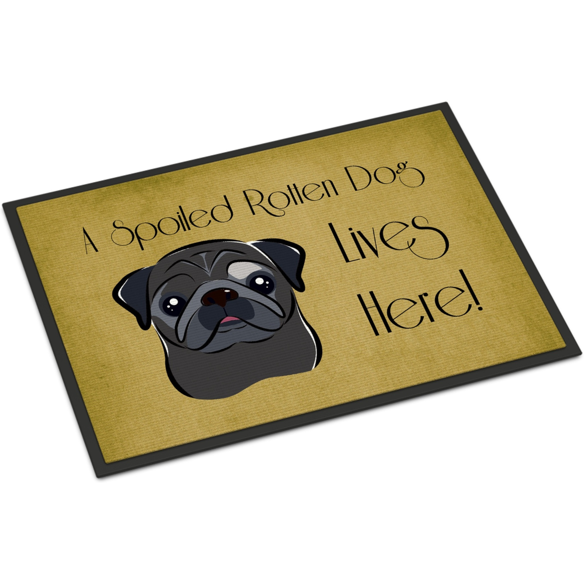 &quotCaroline's Treasures BB1511JMAT Black Pug Spoiled Dog Lives Here Indoor or Outdoor Mat, 24 x 36"", Multicolor"