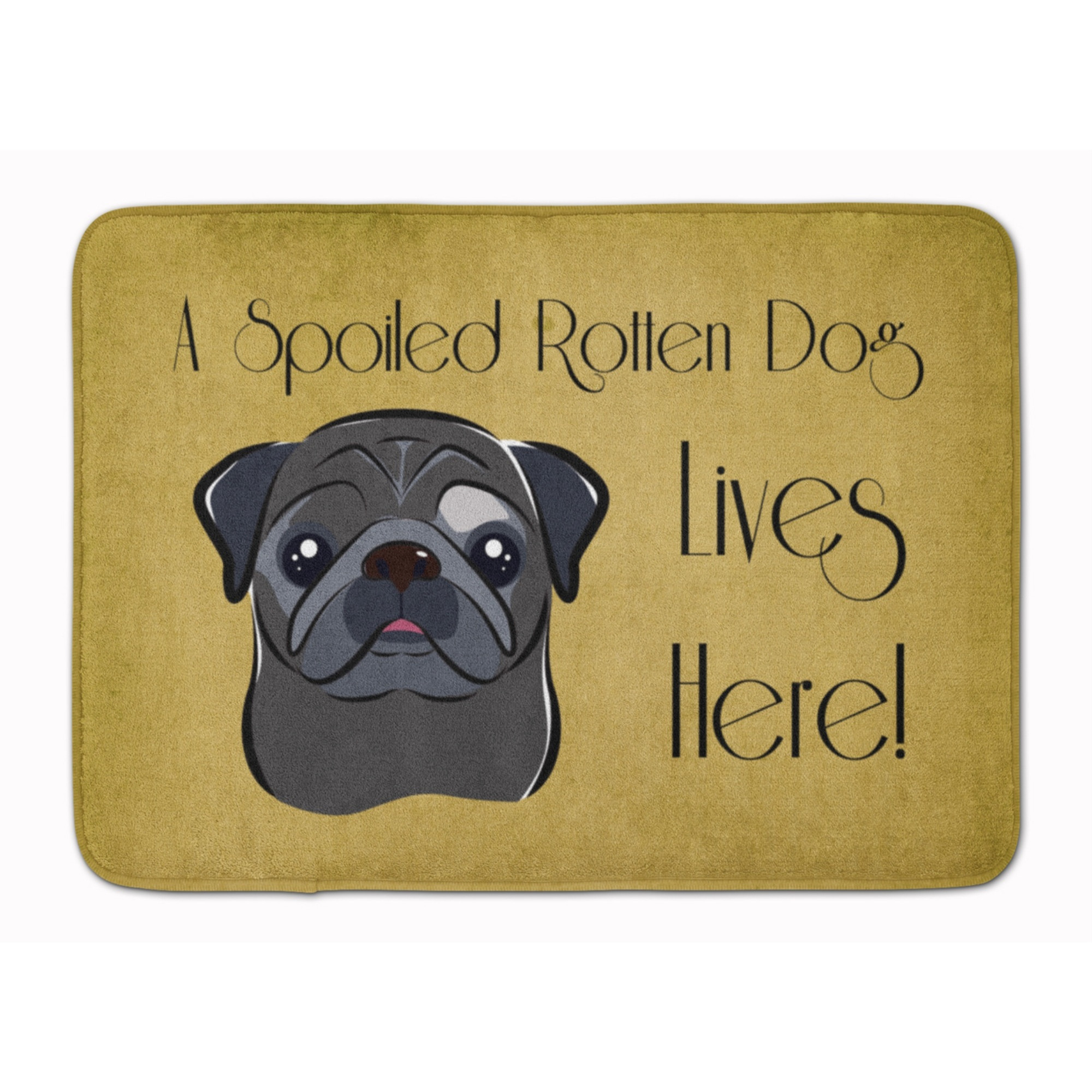 &quotCaroline's Treasures Black Pug Spoiled Dog Lives Here Floor Mat, 19"" x 27"", Multicolor"