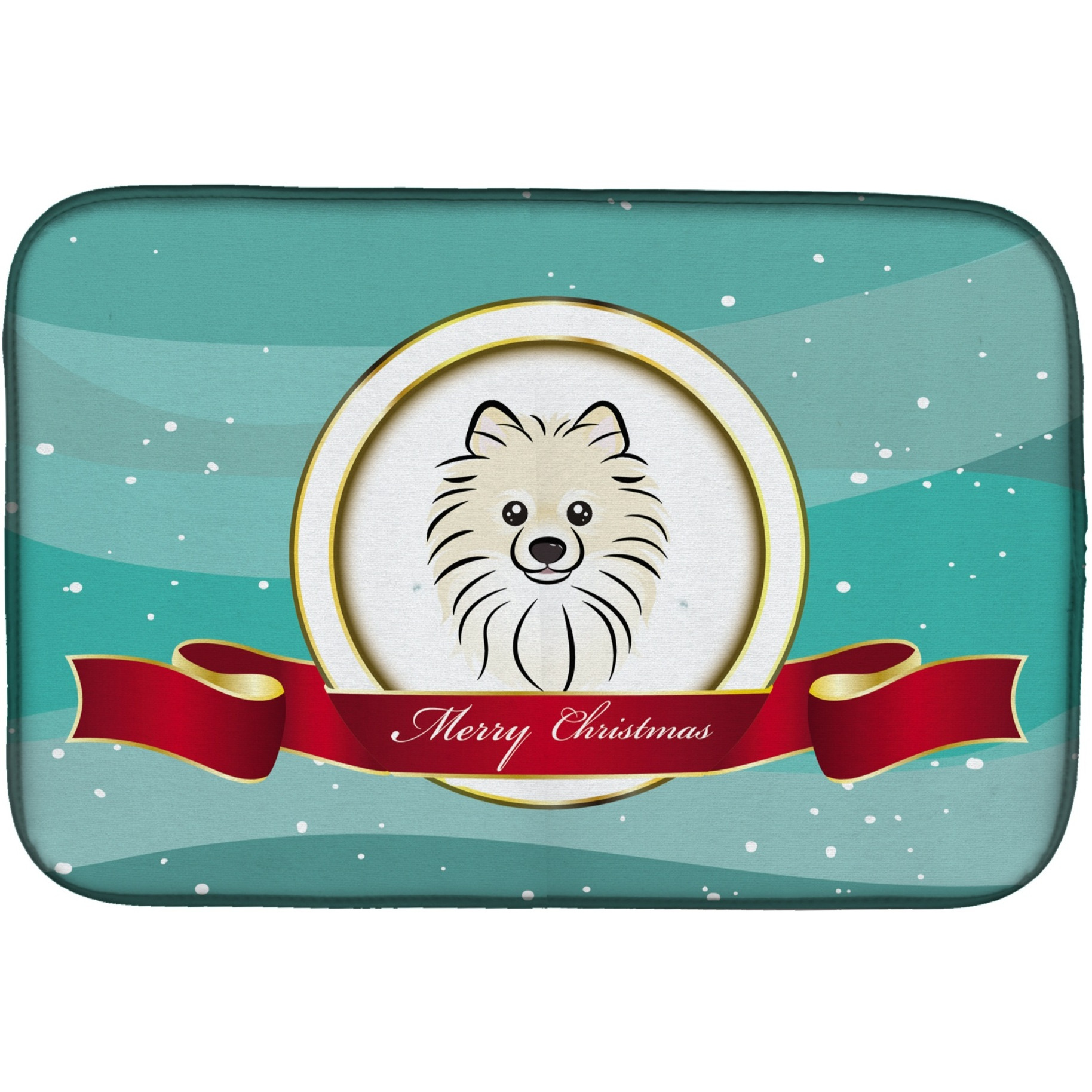 &quotCaroline's Treasures Pomeranian Merry Christmas Dish Drying Mat, 14"" x 21"""
