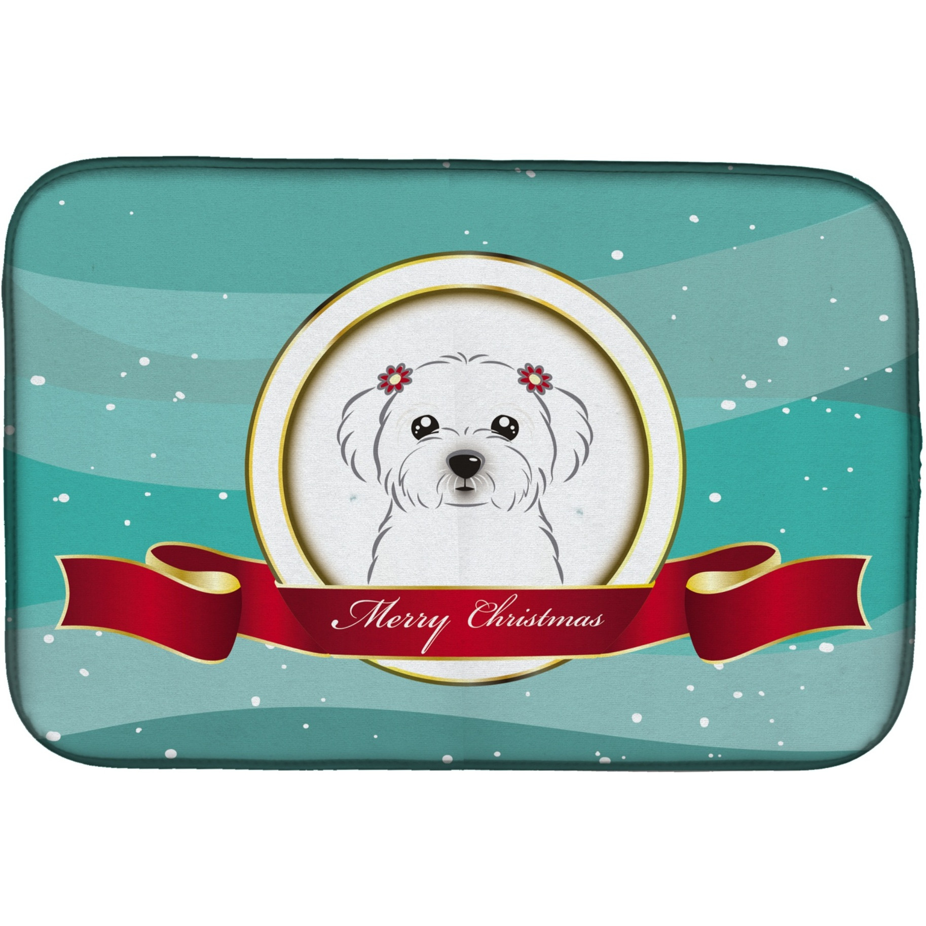 &quotCaroline's Treasures Maltese Merry Christmas Dish Drying Mat, 14"" x 21"""