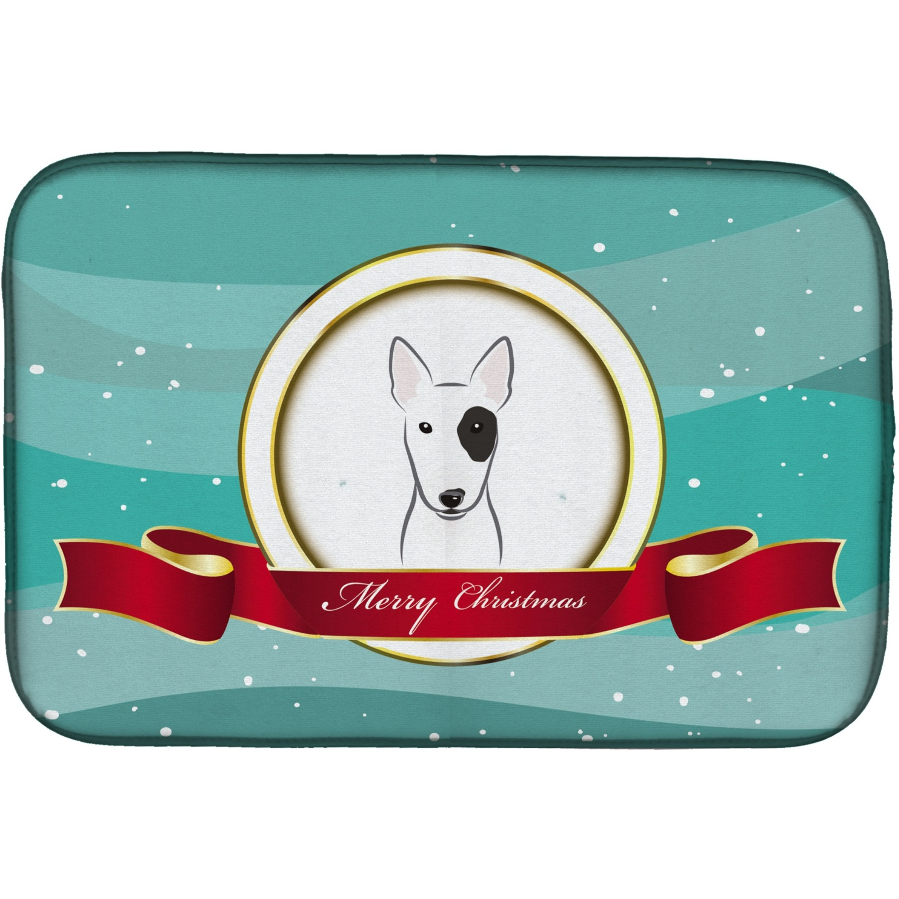 &quotCaroline's Treasures Bull Terrier Merry Christmas Dish Drying Mat, 14"" x 21"""