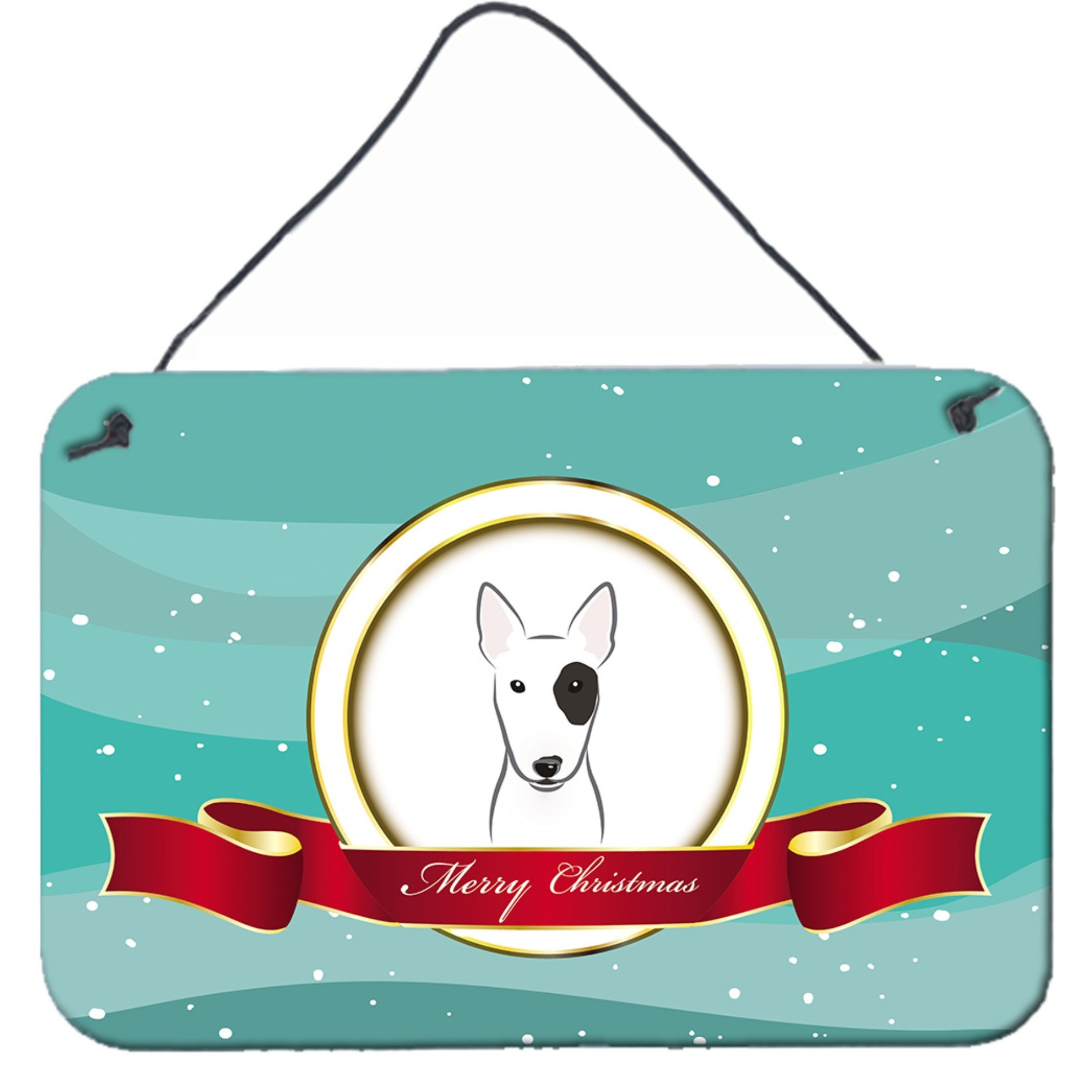 &quotCaroline's Treasures Bull Terrier Merry Christmas Wall or Door Hanging Prints BB1519DS812, 8HX12W, Multicolor"