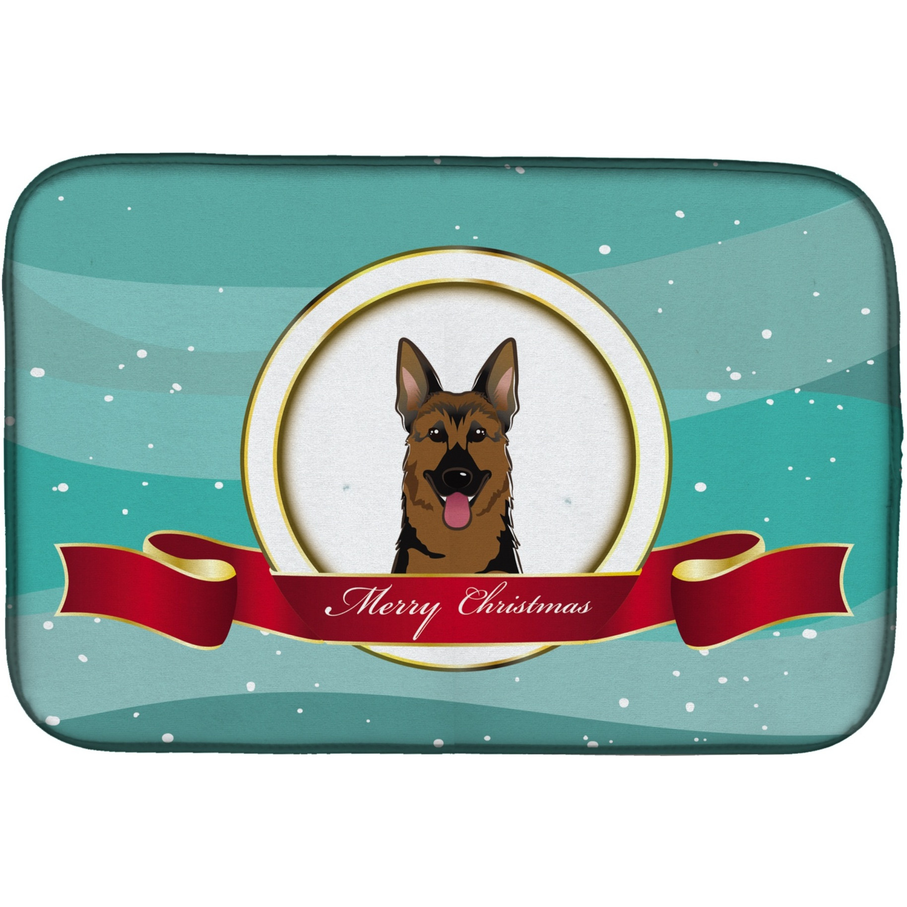 &quotCaroline's Treasures German Shepherd Merry Christmas Dish Drying Mat, 14"" x 21"""