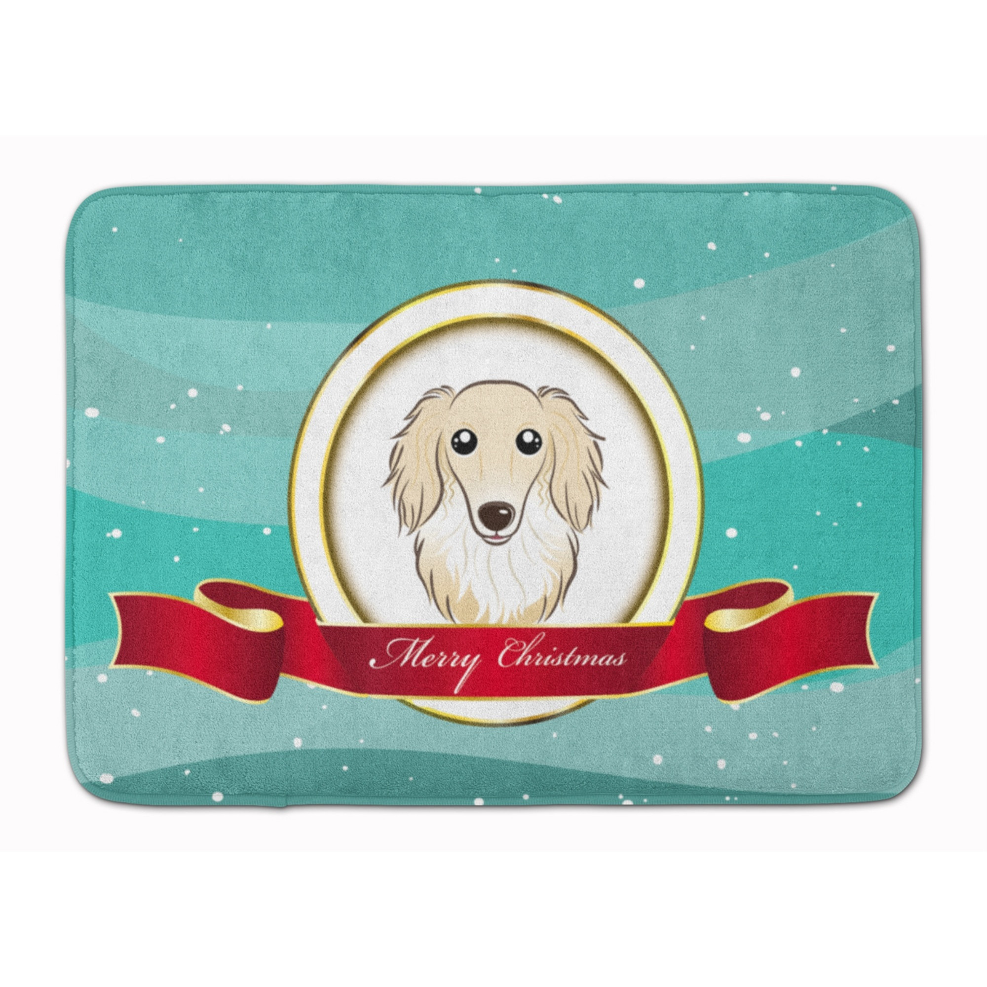 &quotCaroline's Treasures Longhair Creme Dachshund Christmas Floor Mat, 19"" x 27"", Multicolor"