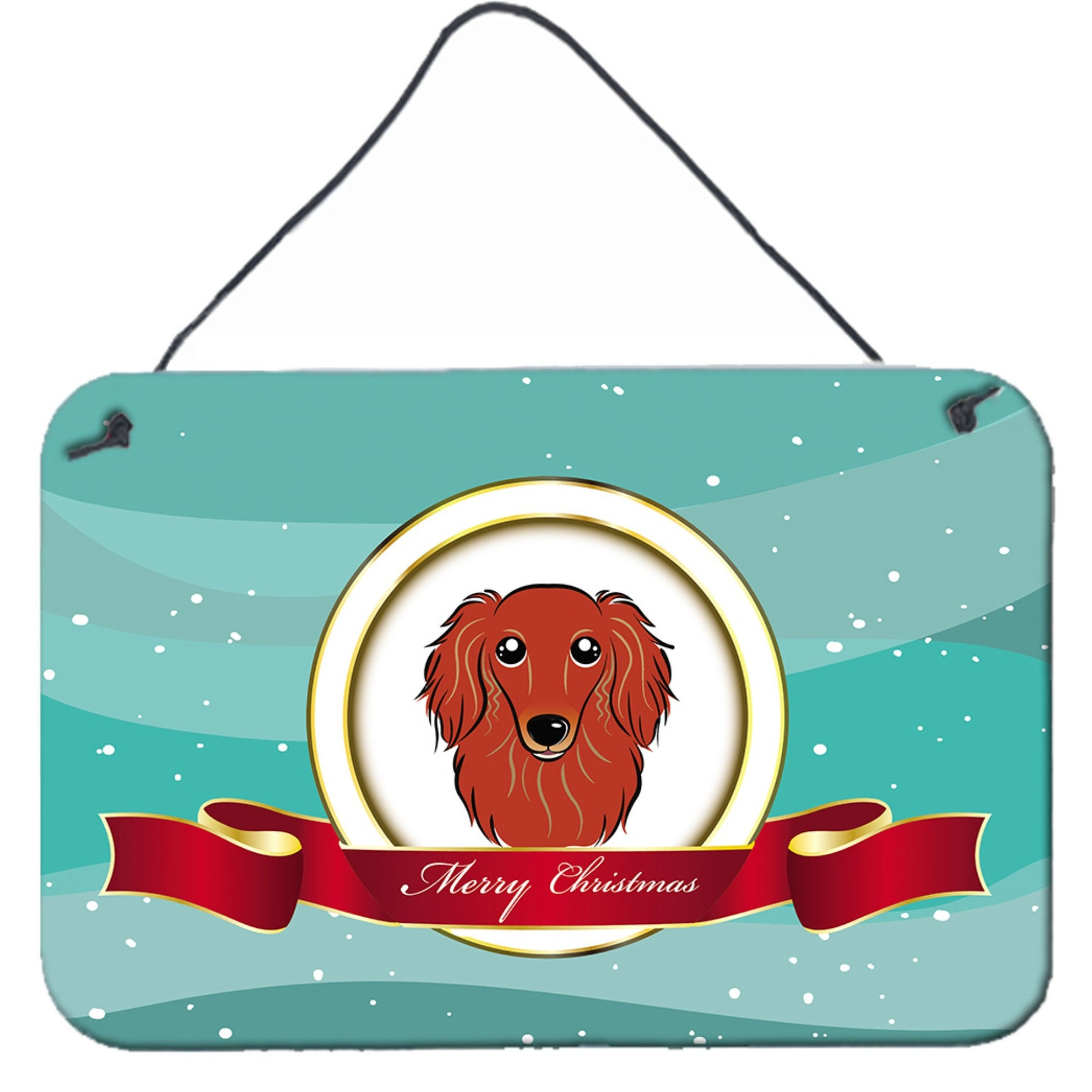 &quotCaroline's Treasures Longhair Red Dachshund Merry Christmas Wall or Door Hanging Prints BB1524DS812, 8HX12W"