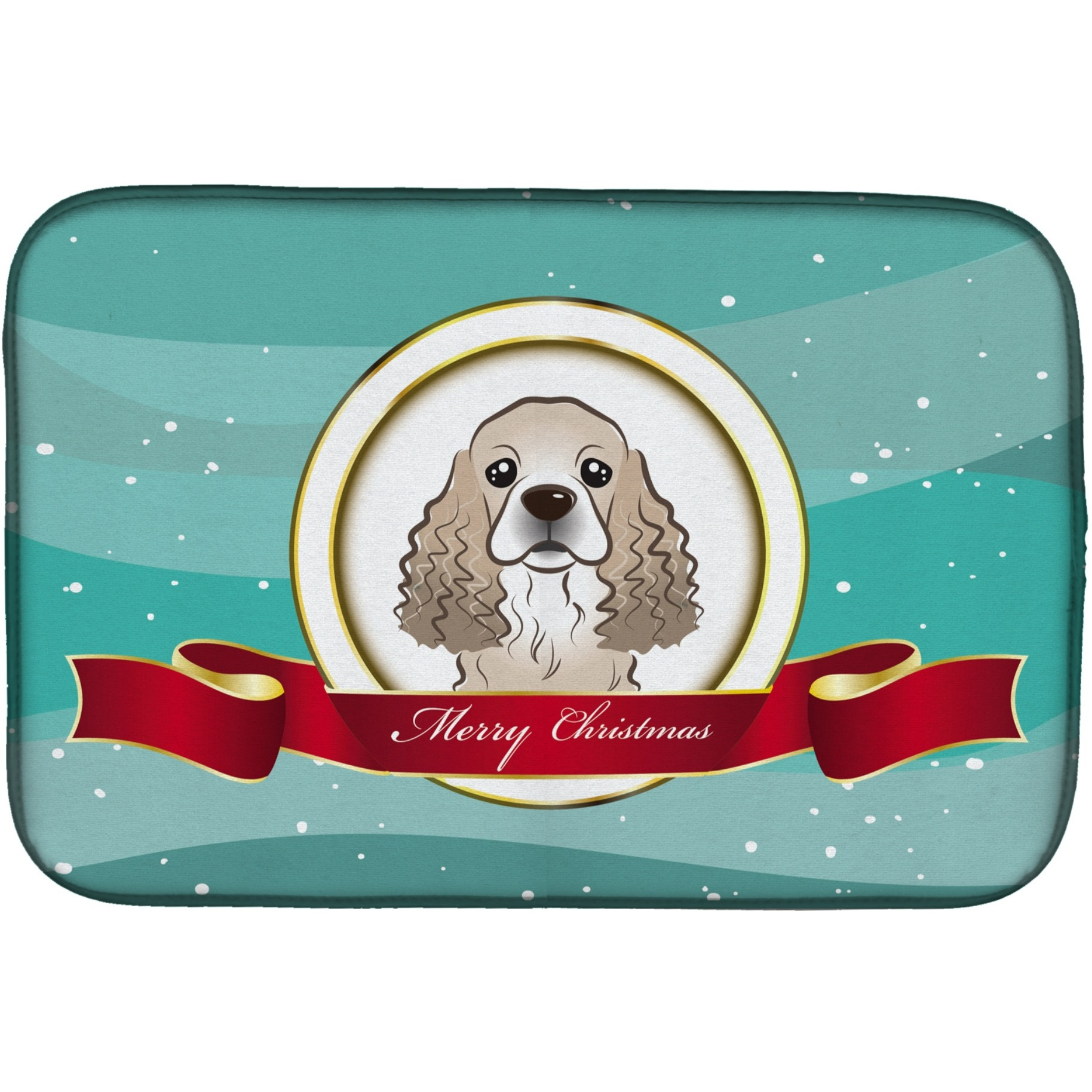 &quotCaroline's Treasures Cocker Spaniel Merry Christmas Dish Drying Mat, 14"" x 21"""