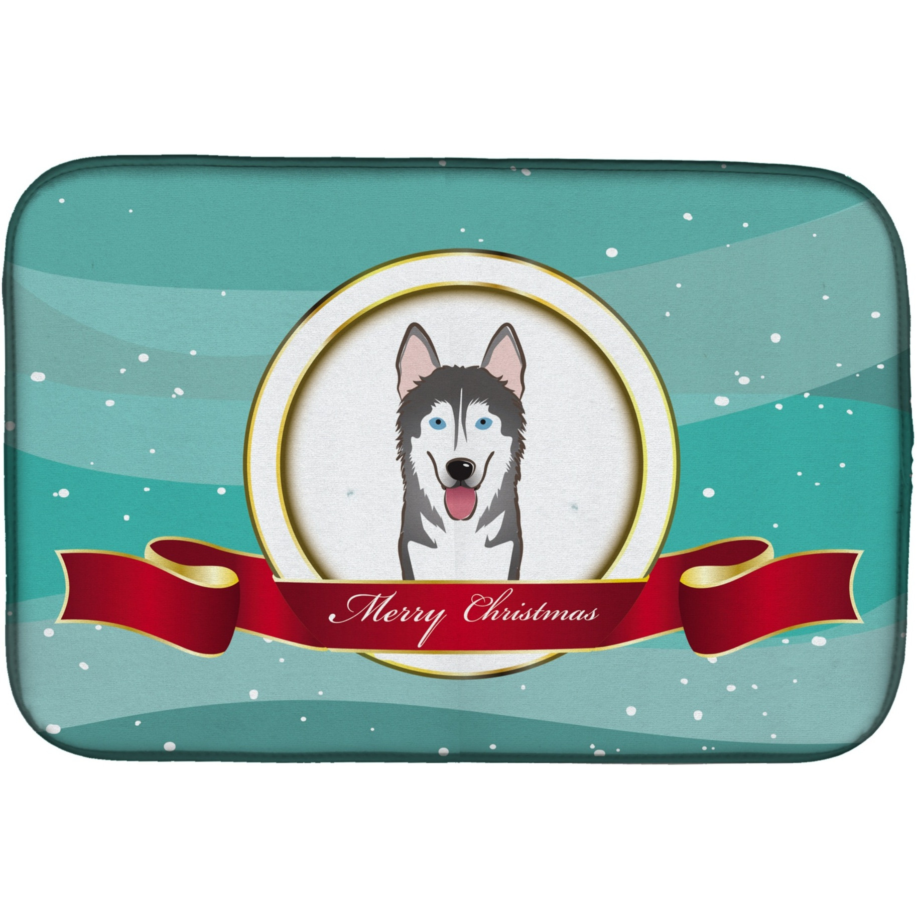 &quotCaroline's Treasures Alaskan Malamute Merry Christmas Dish Drying Mat, 14"" x 21"""