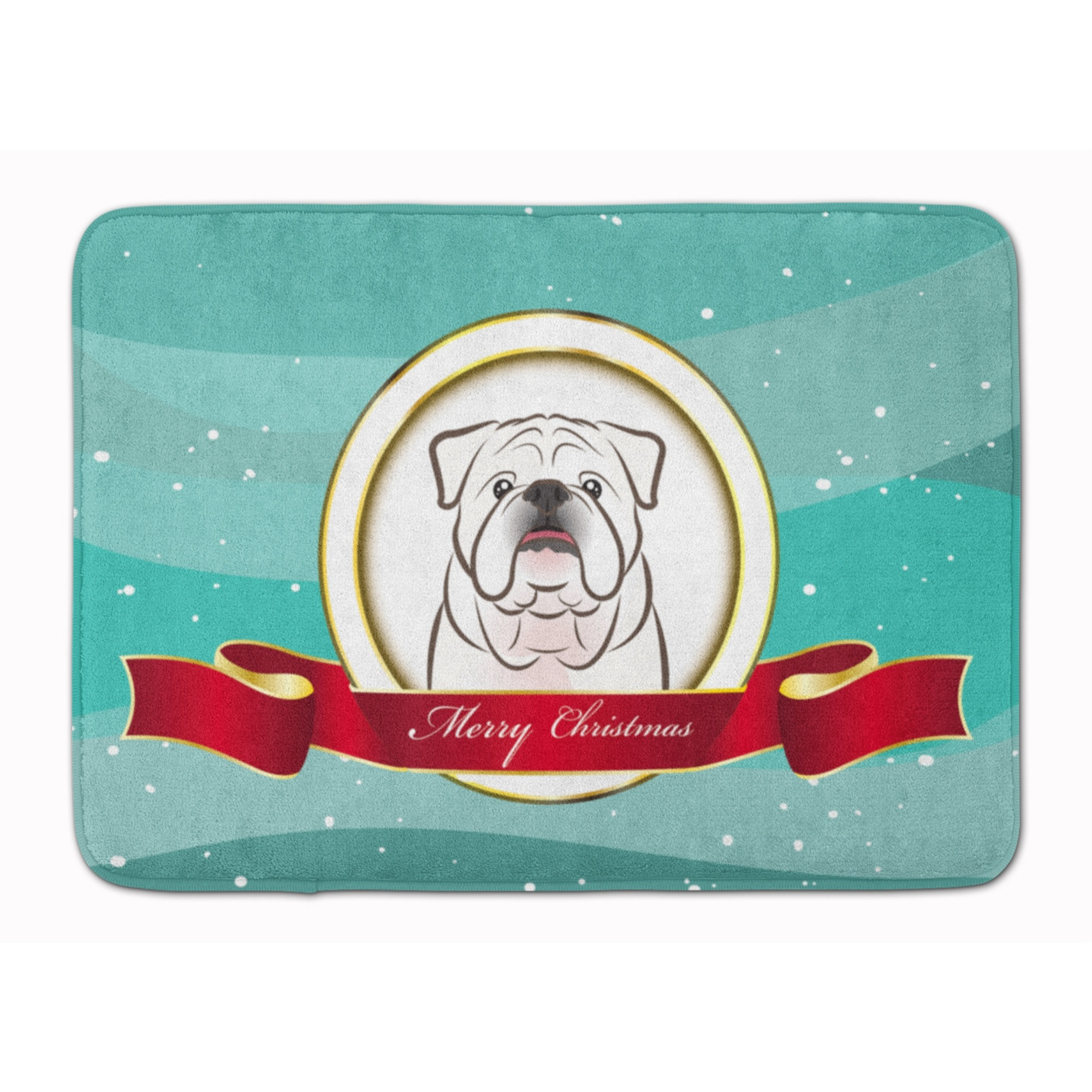 &quotCaroline's Treasures White English Bulldog Merry Christmas Floor Mat, 19"" x 27"", Multicolor"